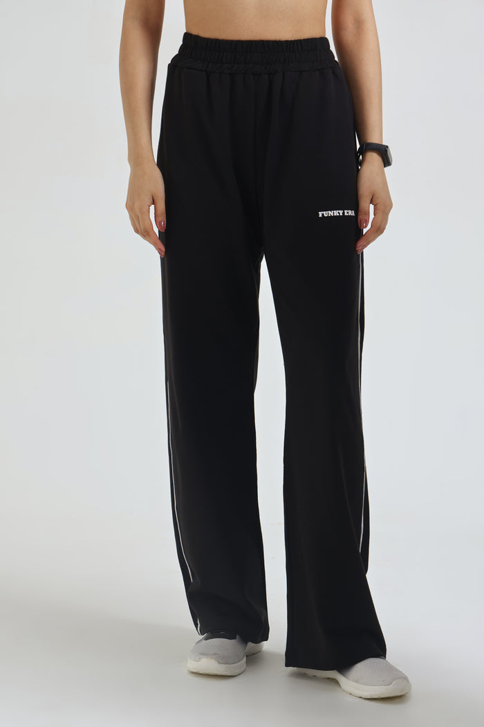 Coffee Baby Tee and Black Wide-Leg Sweatpants Co-ord Set