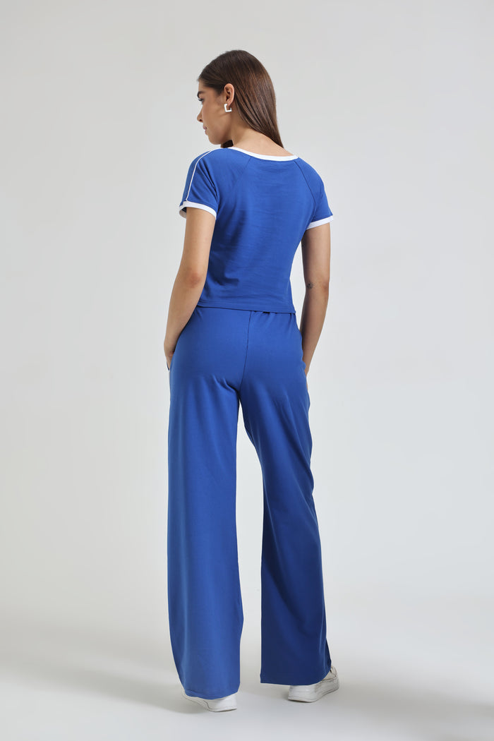 Royal Blue Baby Tee and Wide-Leg Sweatpants co-ord set