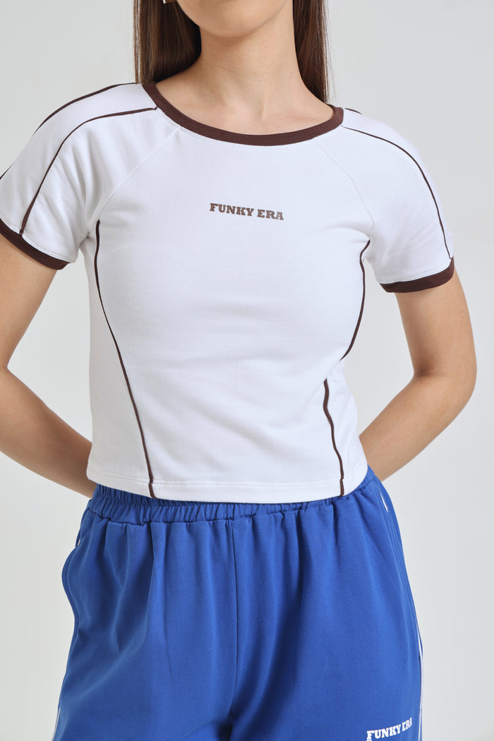 White Baby Tee and Royal Blue Wide-Leg Sweatpants co-ord set