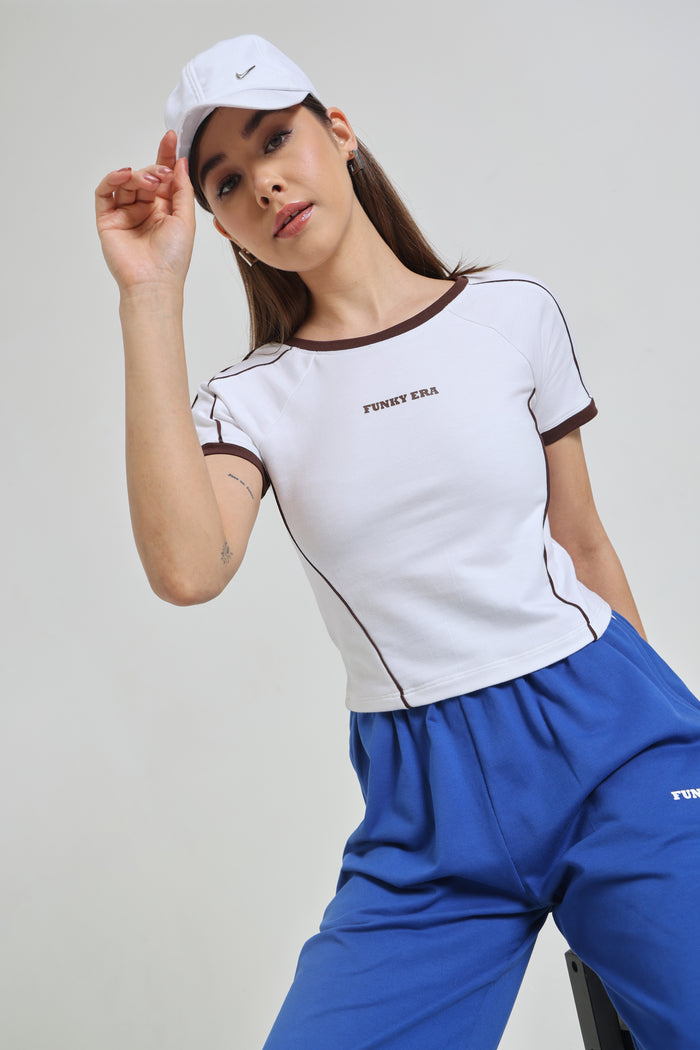 White Baby Tee and Royal Blue Wide-Leg Sweatpants co-ord set
