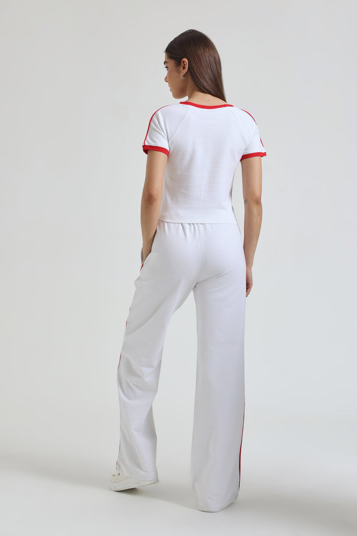 White Baby Tee and Wide-Leg Sweatpants co-ord set