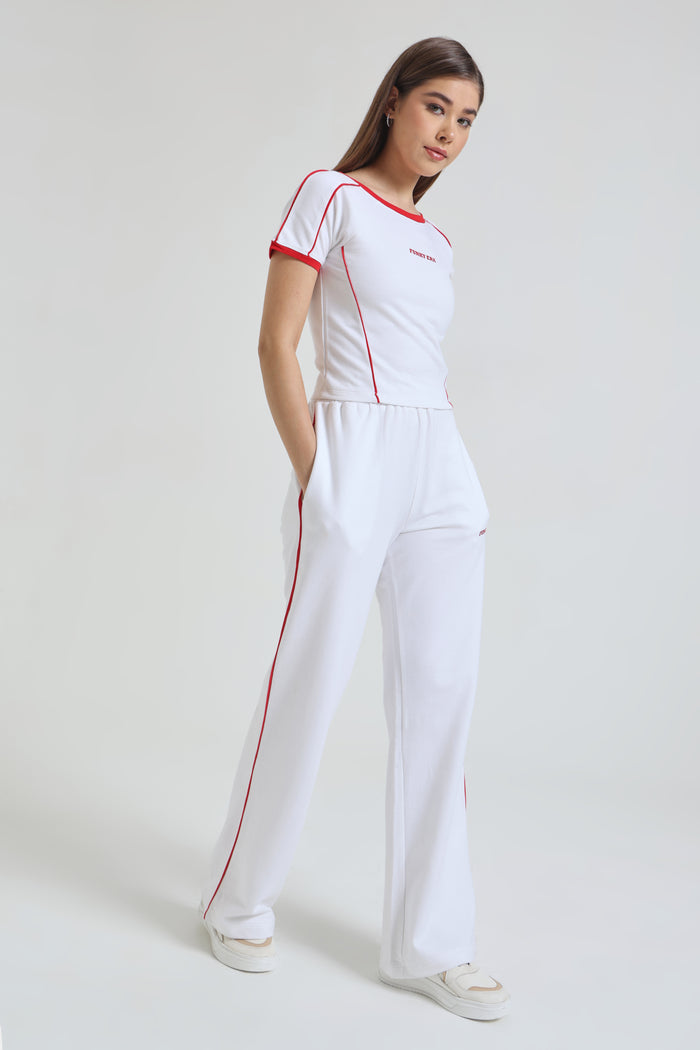 White Baby Tee and Wide-Leg Sweatpants co-ord set