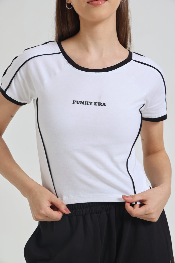 White Baby Tee and Black Wide-Leg Sweatpants Co-ord Set