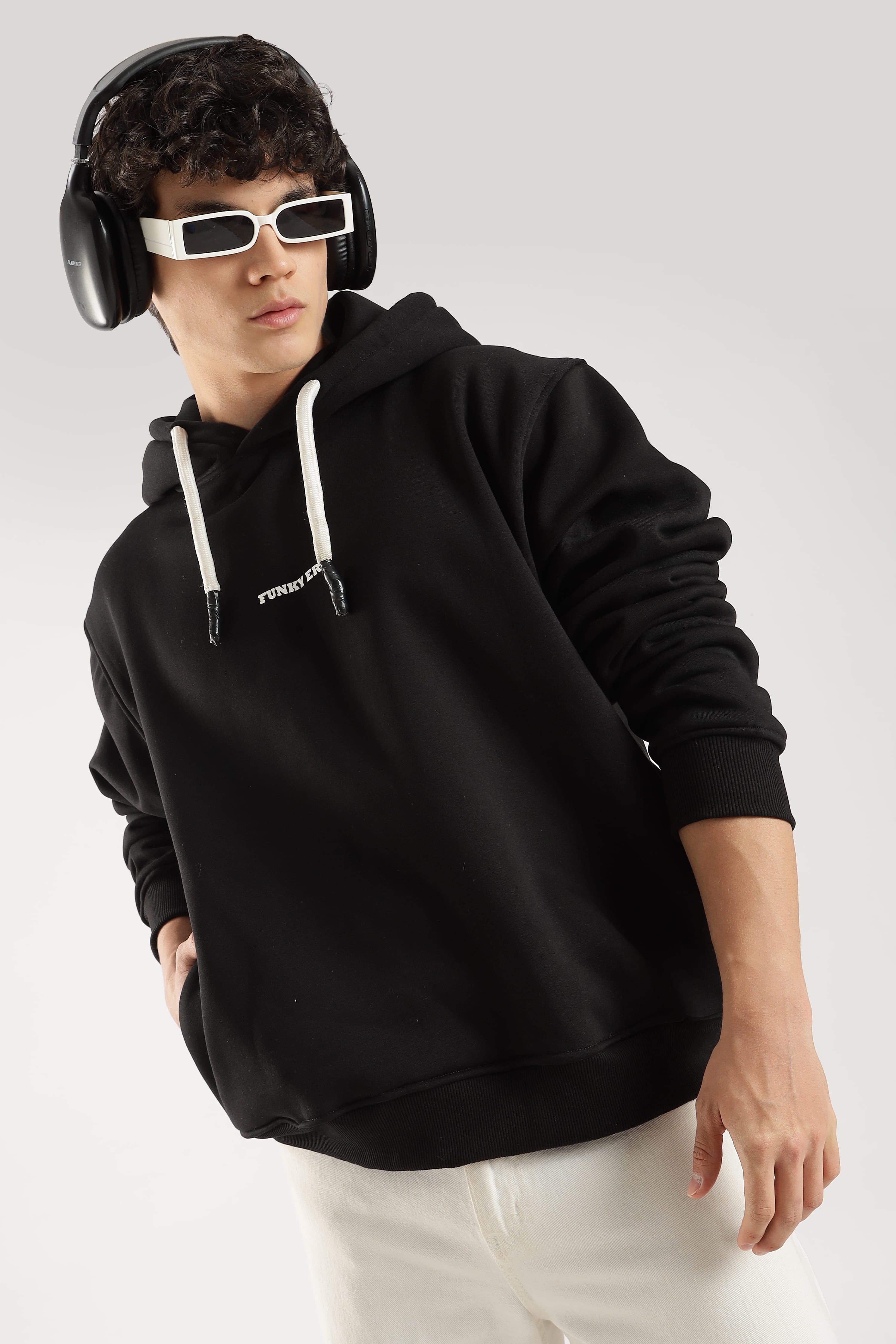 Black signature oversized heavyweight hoodie