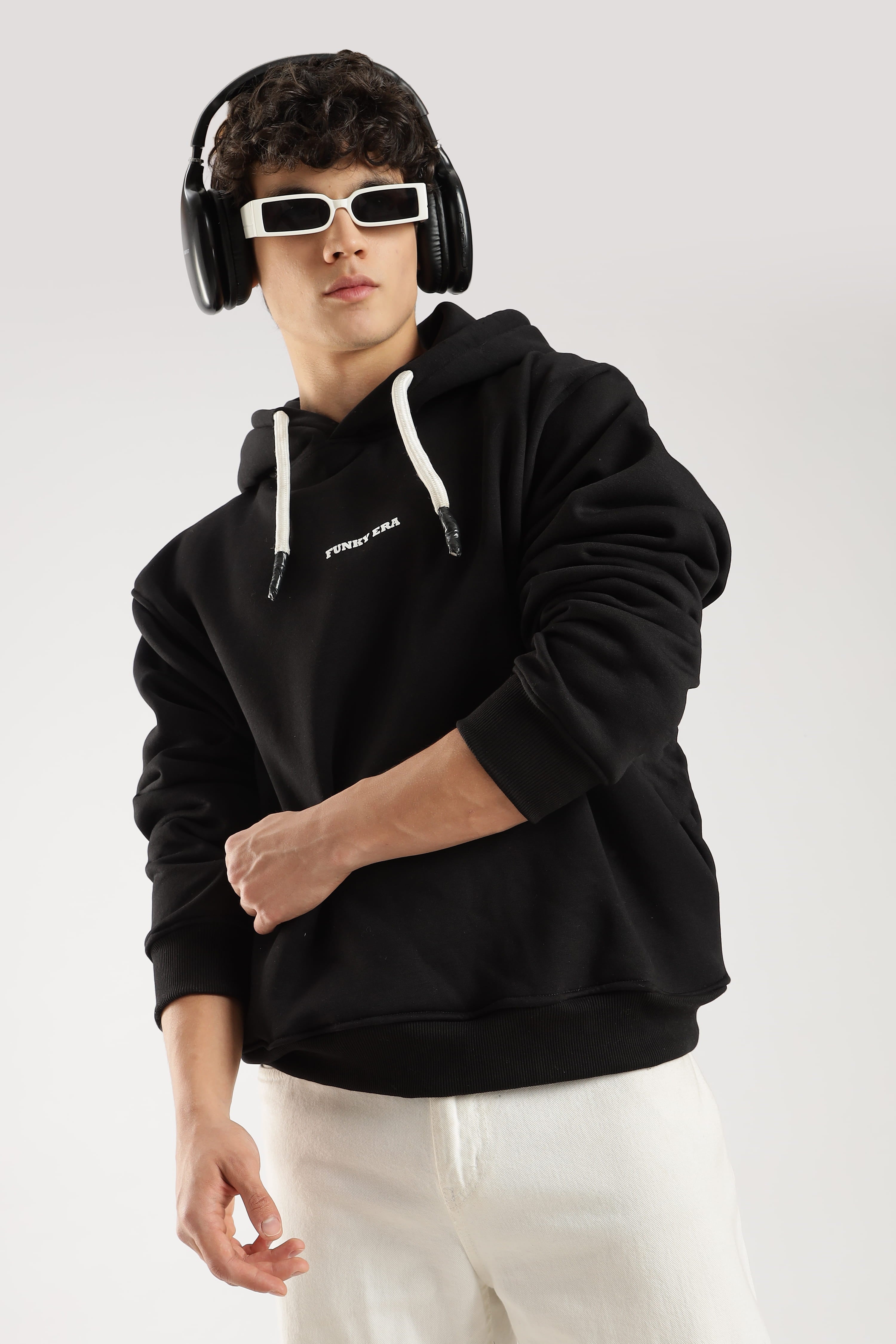 Black signature oversized heavyweight hoodie
