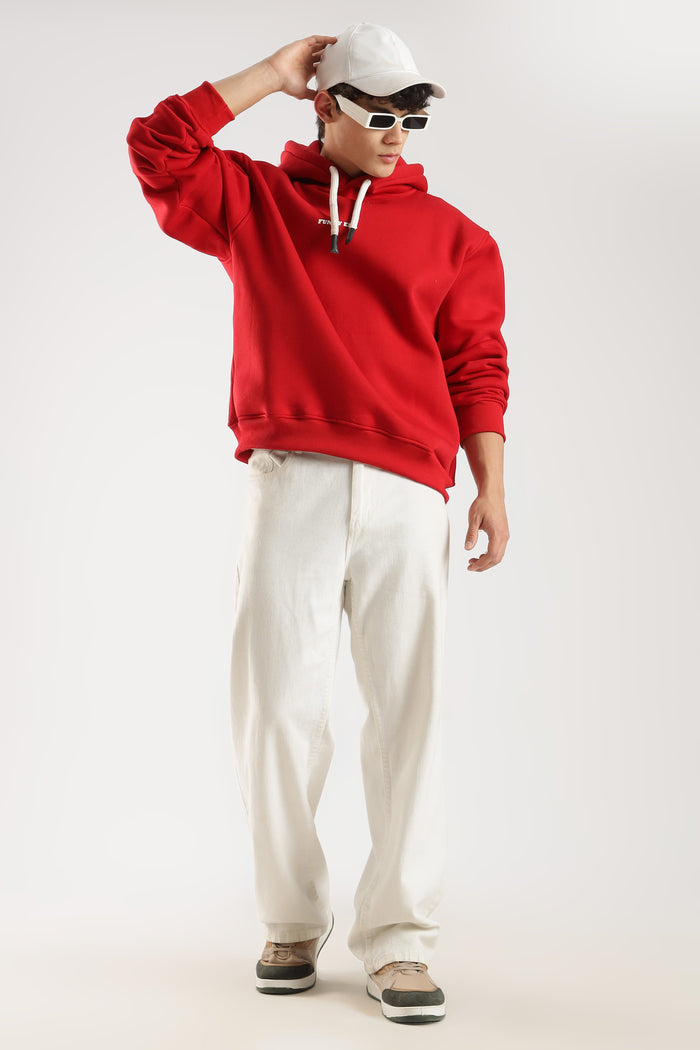 Red signature oversized heavyweight hoodie