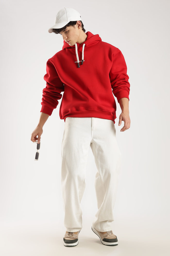 Red signature oversized heavyweight hoodie