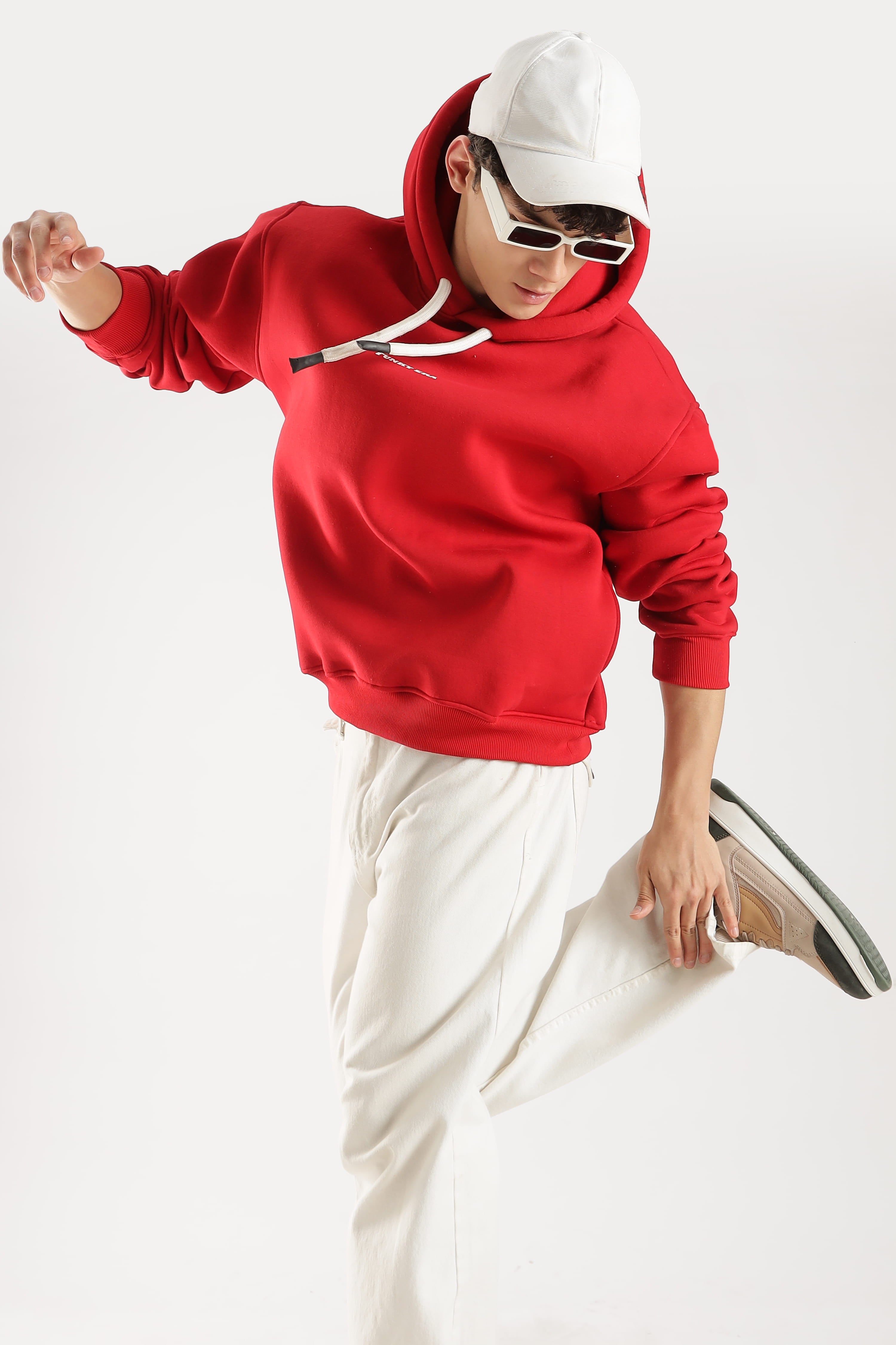 Red signature oversized heavyweight hoodie