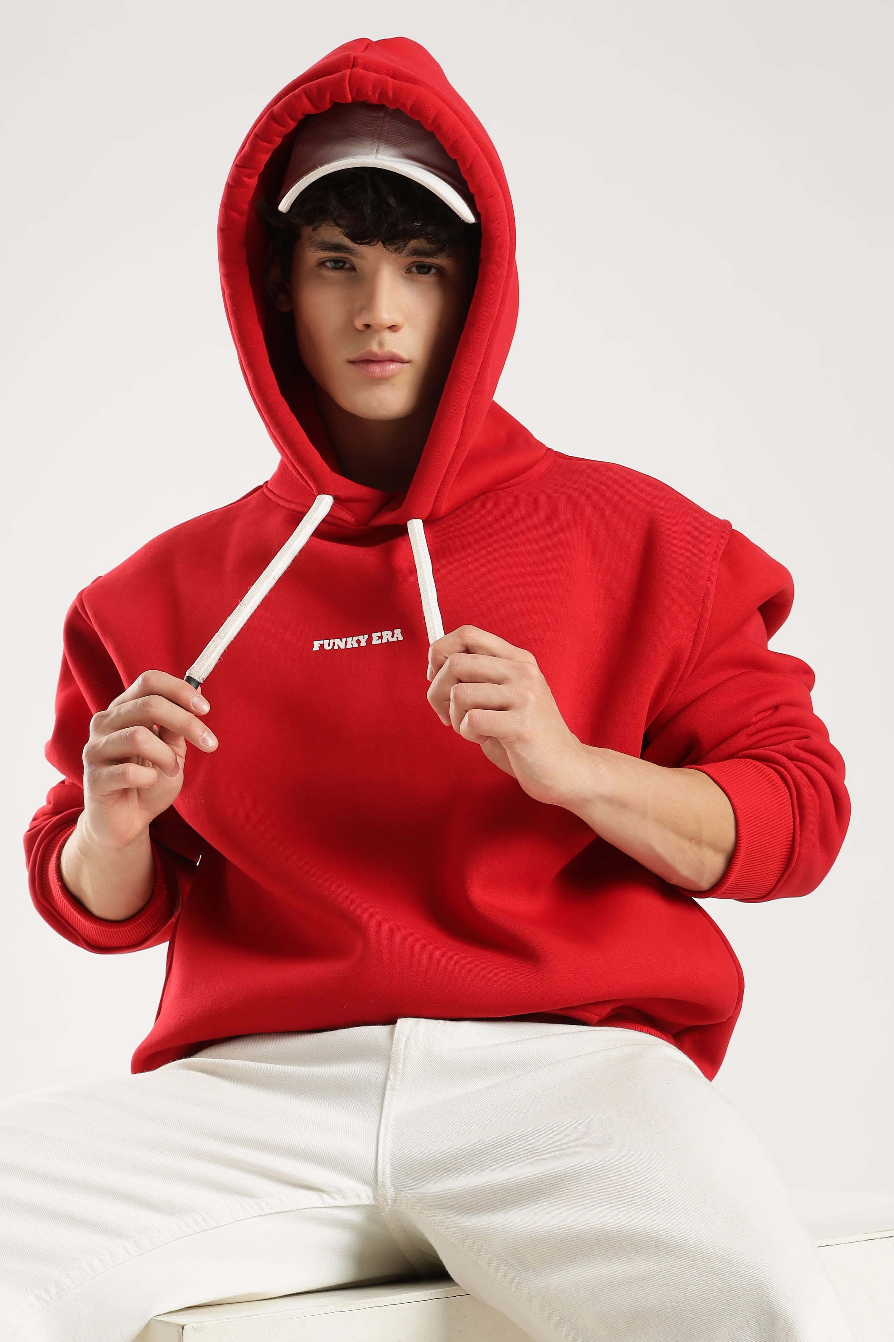 Red signature oversized heavyweight hoodie