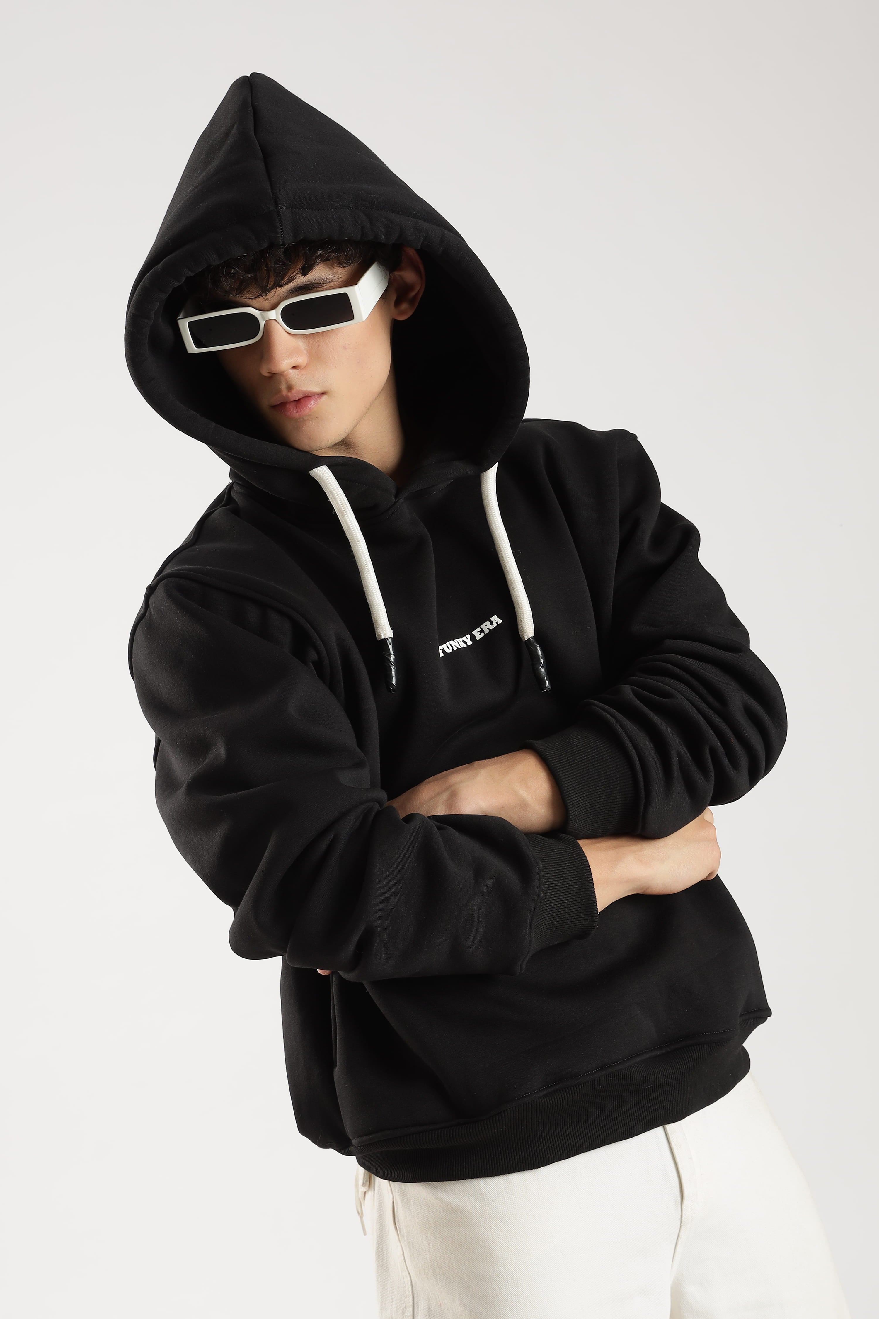 Black signature oversized heavyweight hoodie