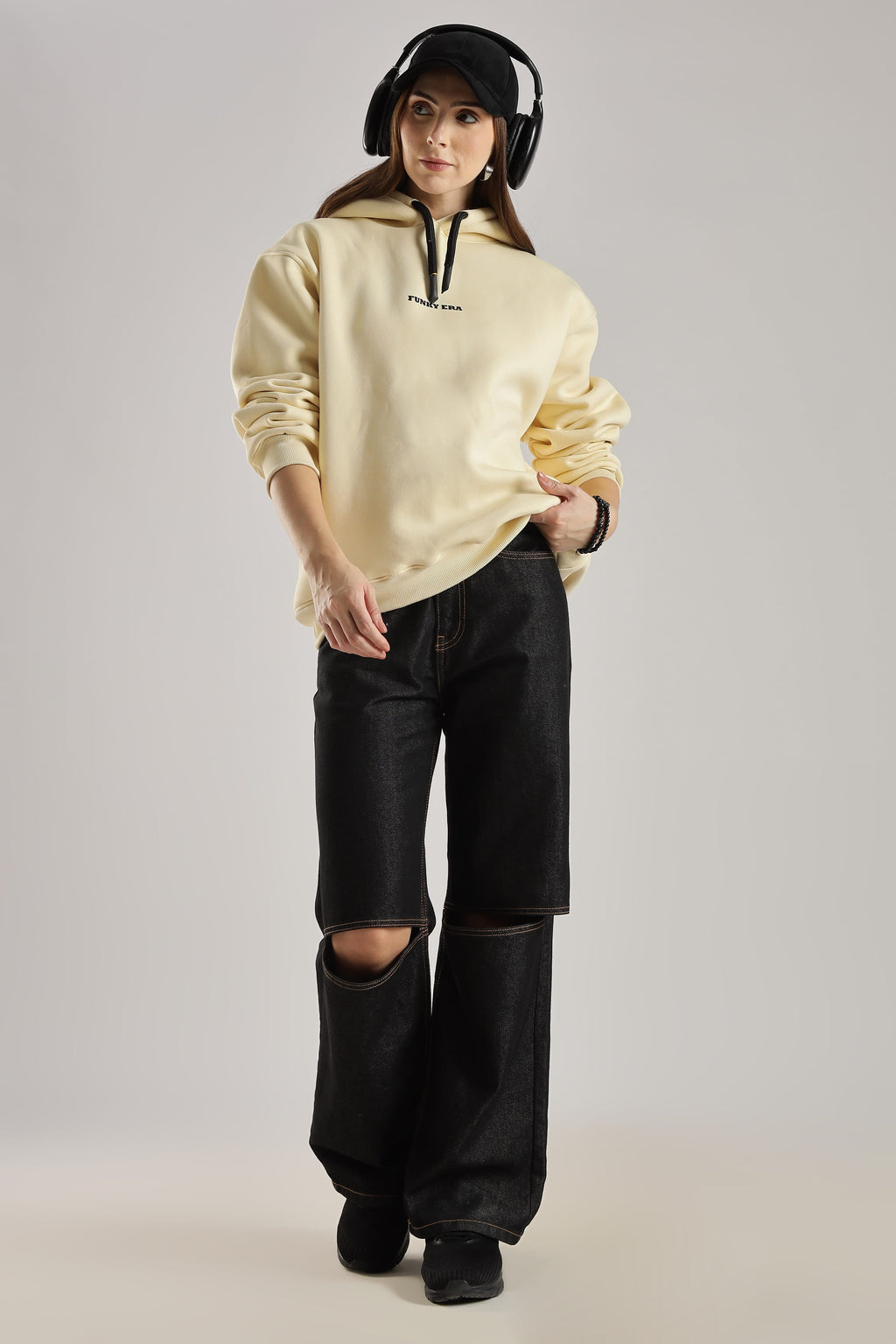 Cream signature oversized heavyweight hoodie