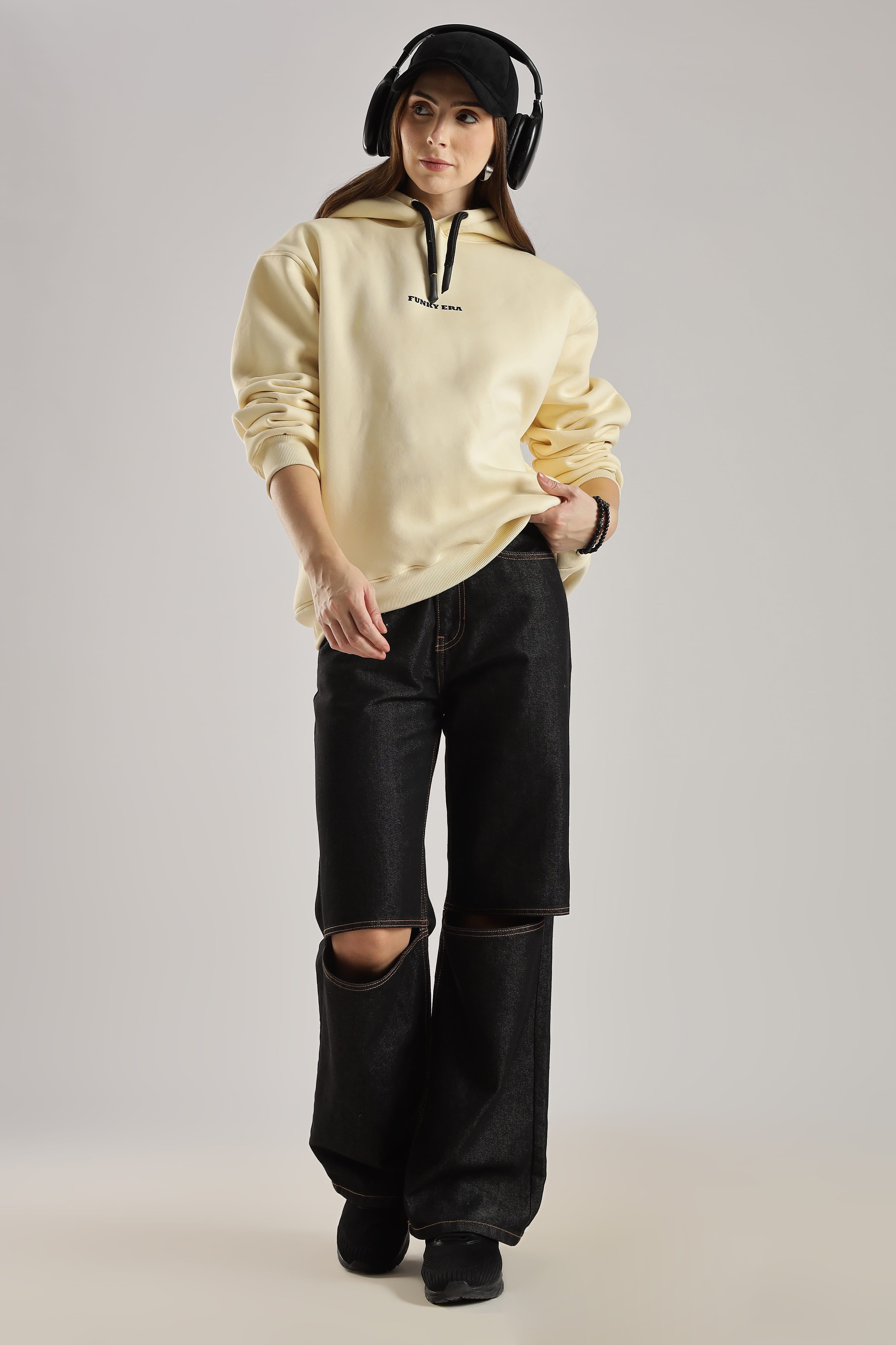 Cream signature oversized heavyweight hoodie