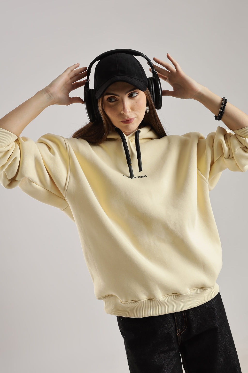 Cream signature oversized heavyweight hoodie
