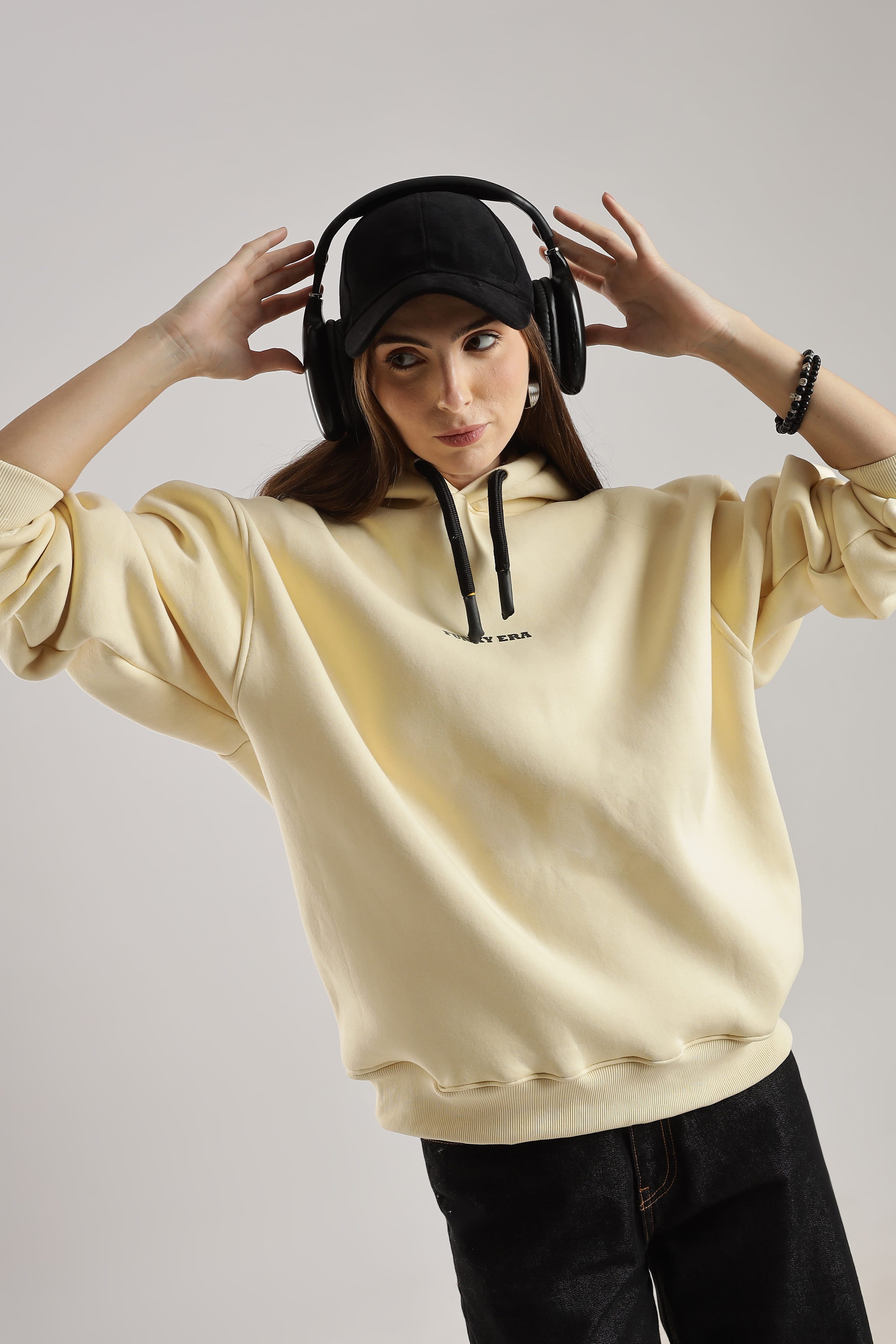 Cream signature oversized heavyweight hoodie