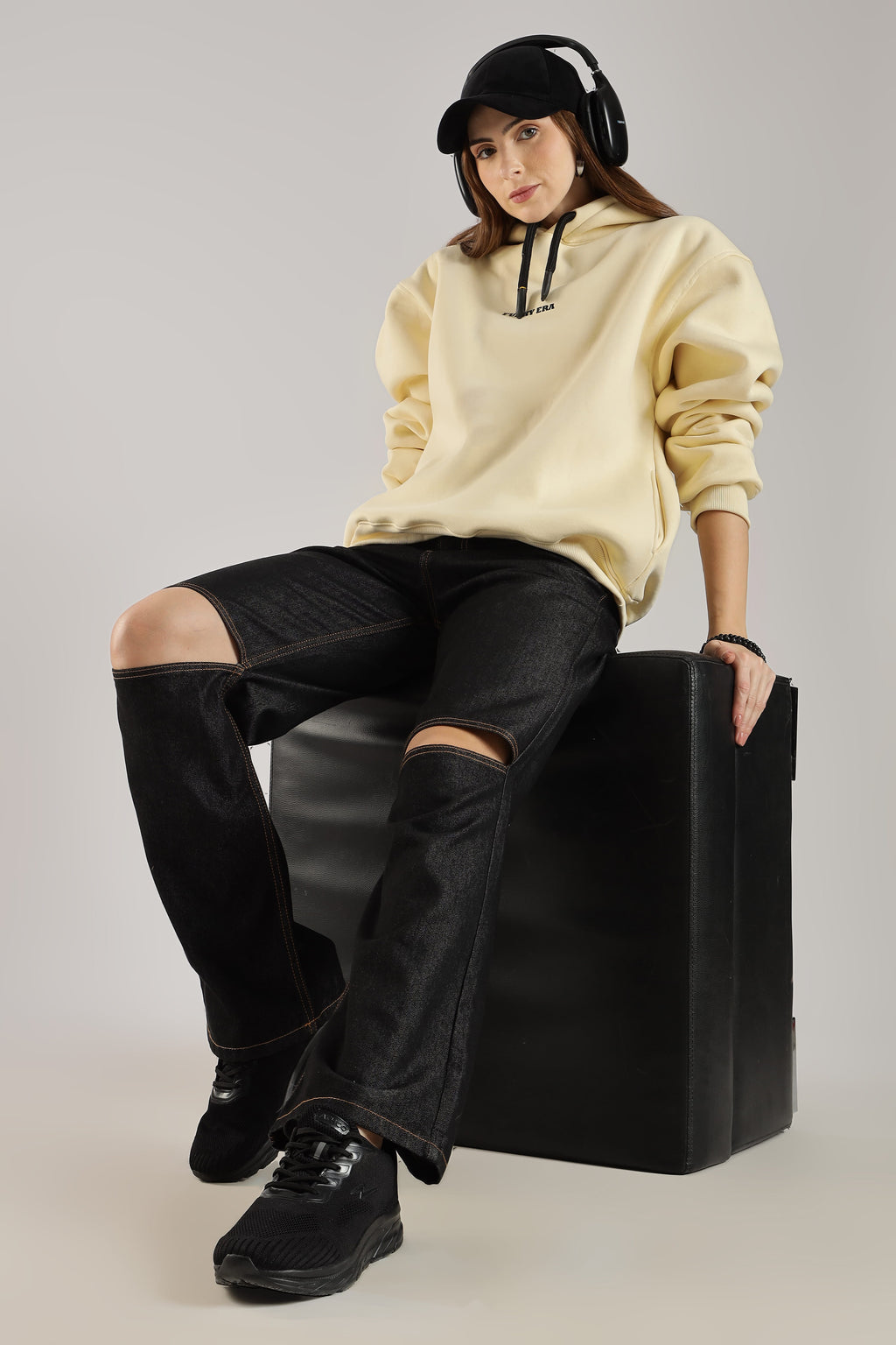 Cream signature oversized heavyweight hoodie