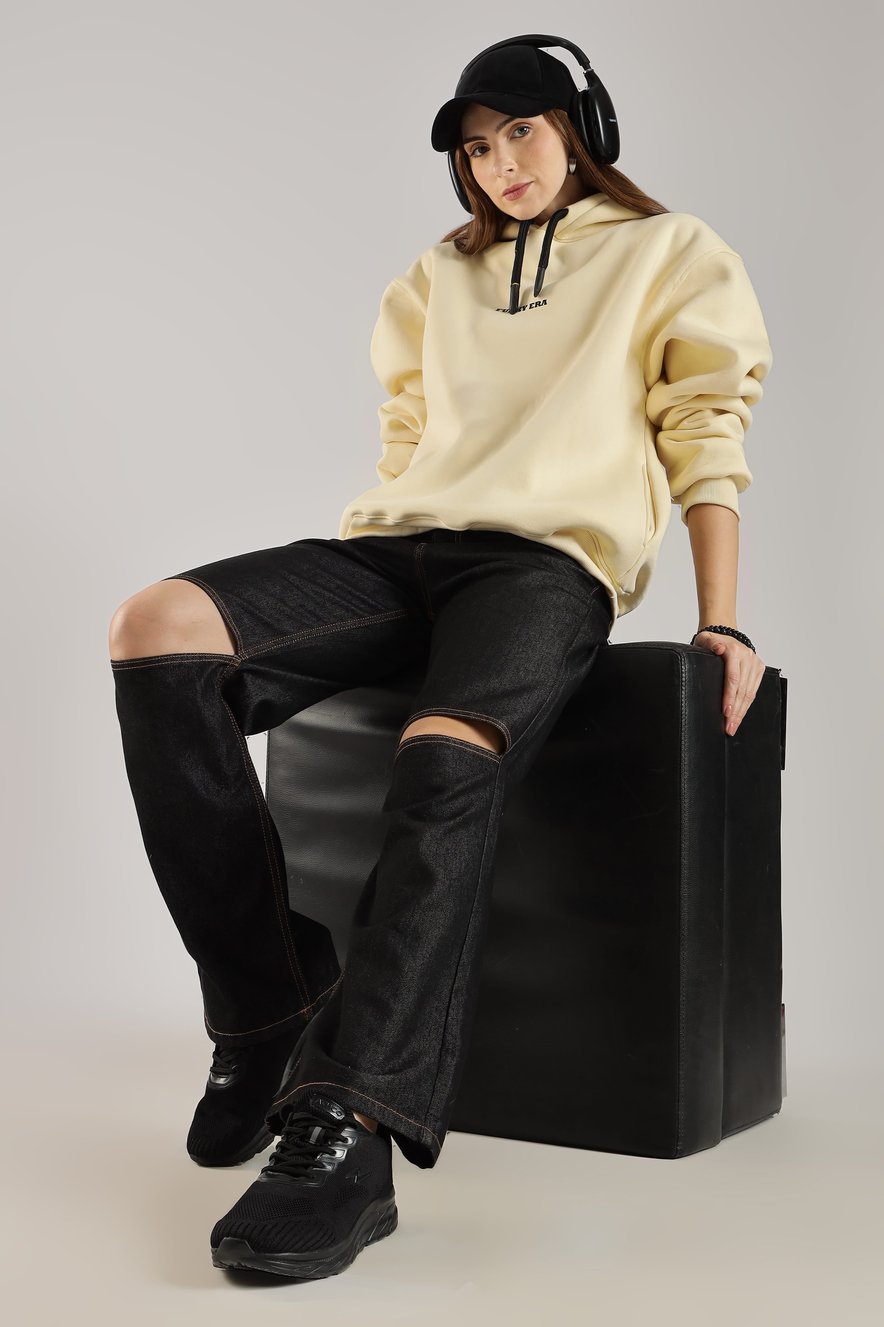 Cream signature oversized heavyweight hoodie