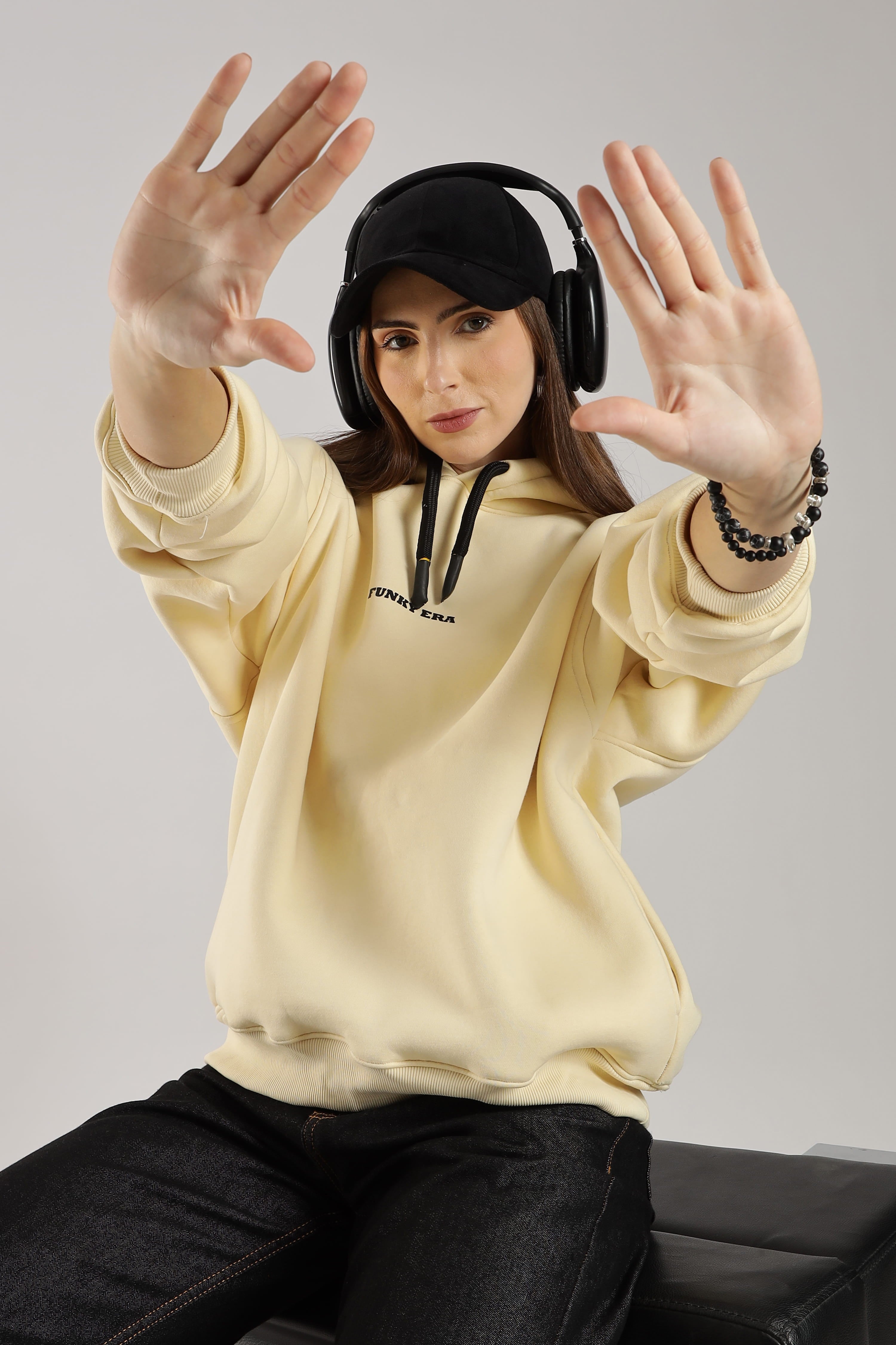 Cream signature oversized heavyweight hoodie