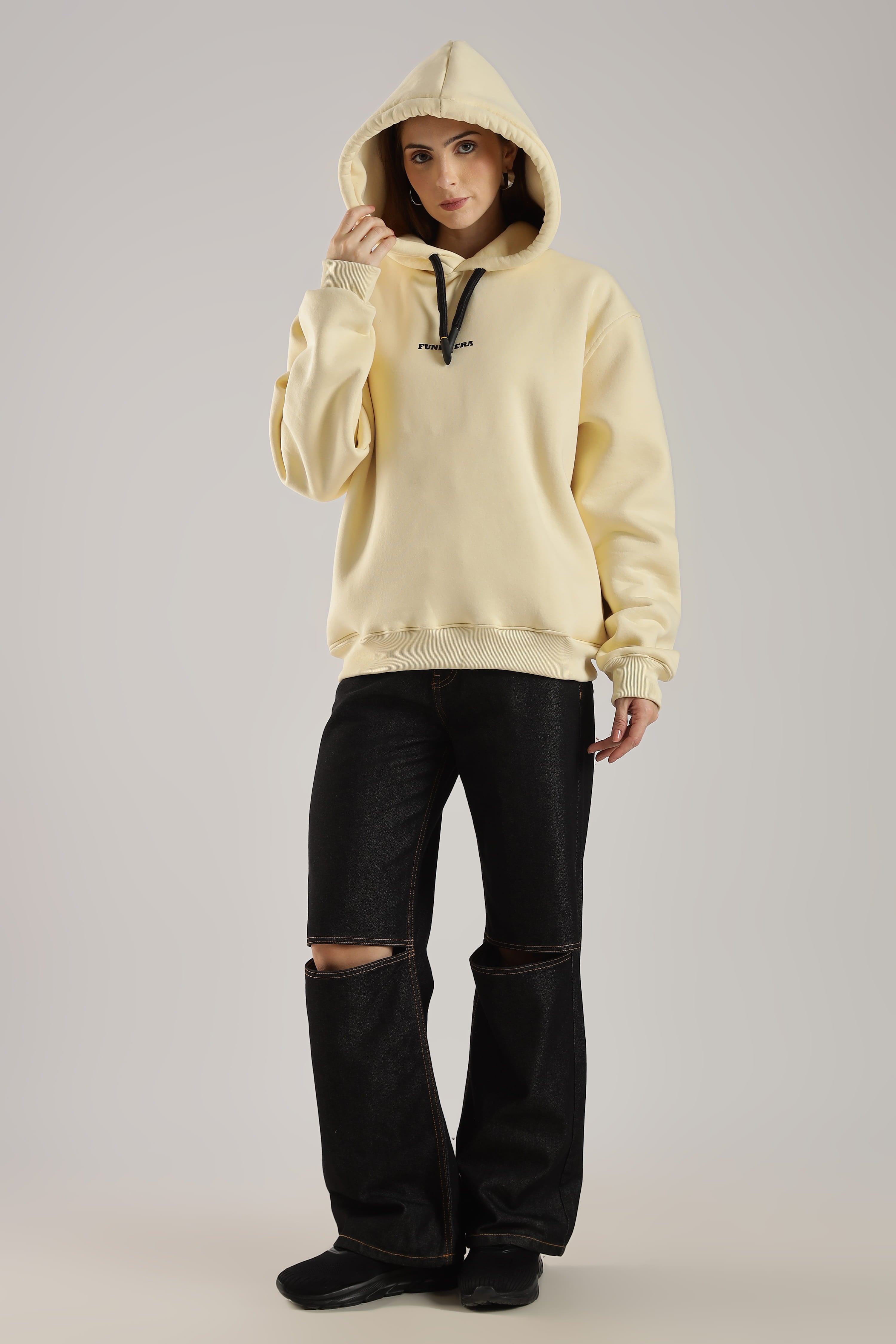 Cream signature oversized heavyweight hoodie