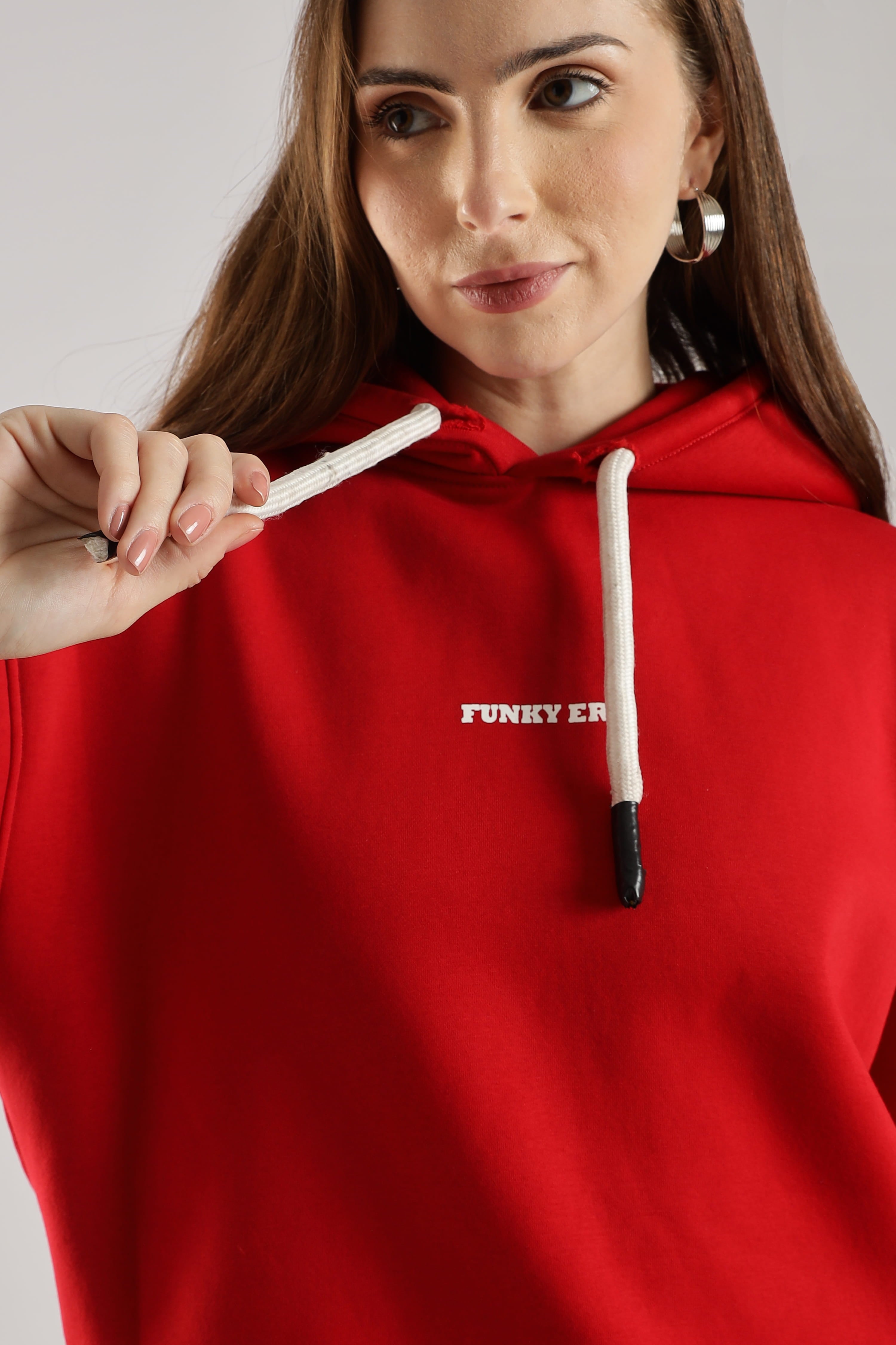 Red signature oversized heavyweight hoodie