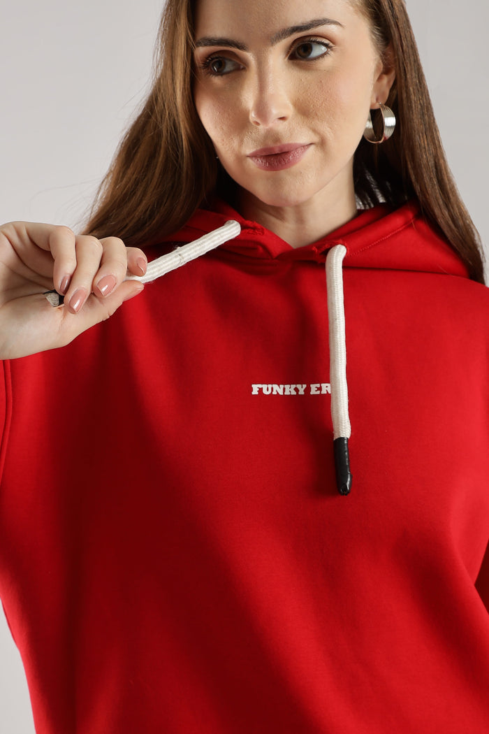 Red signature oversized heavyweight hoodie