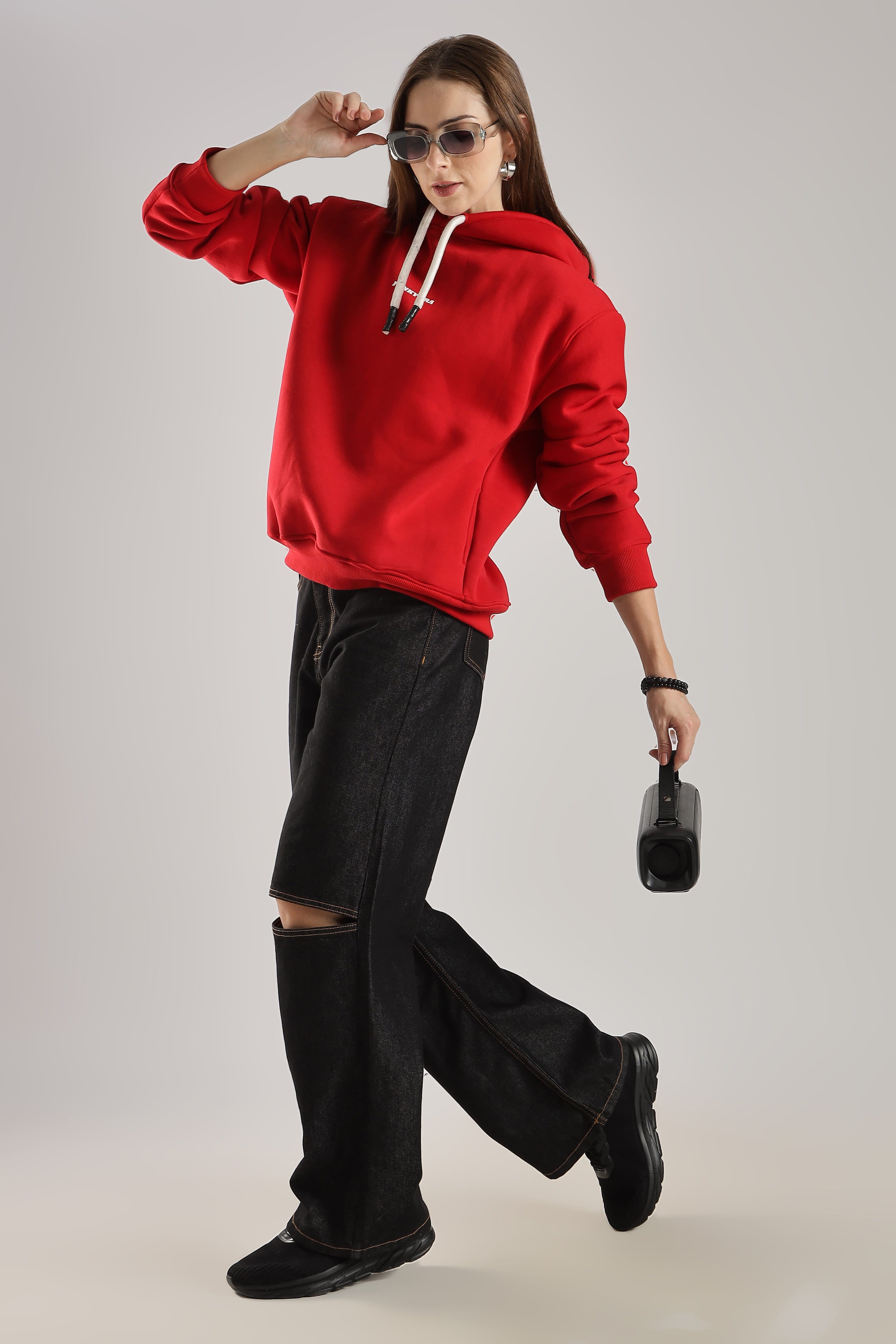 Red signature oversized heavyweight hoodie