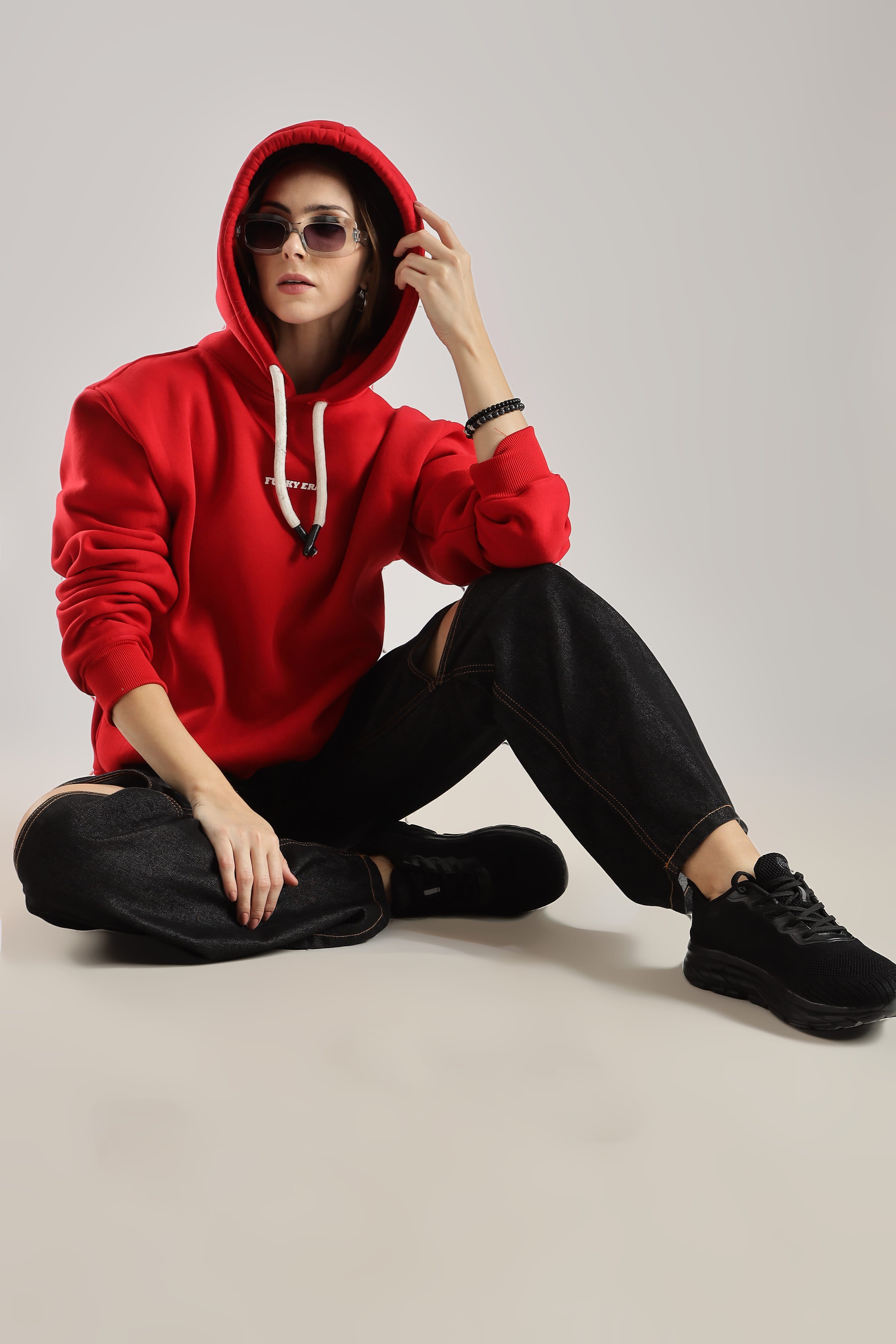 Red signature oversized heavyweight hoodie