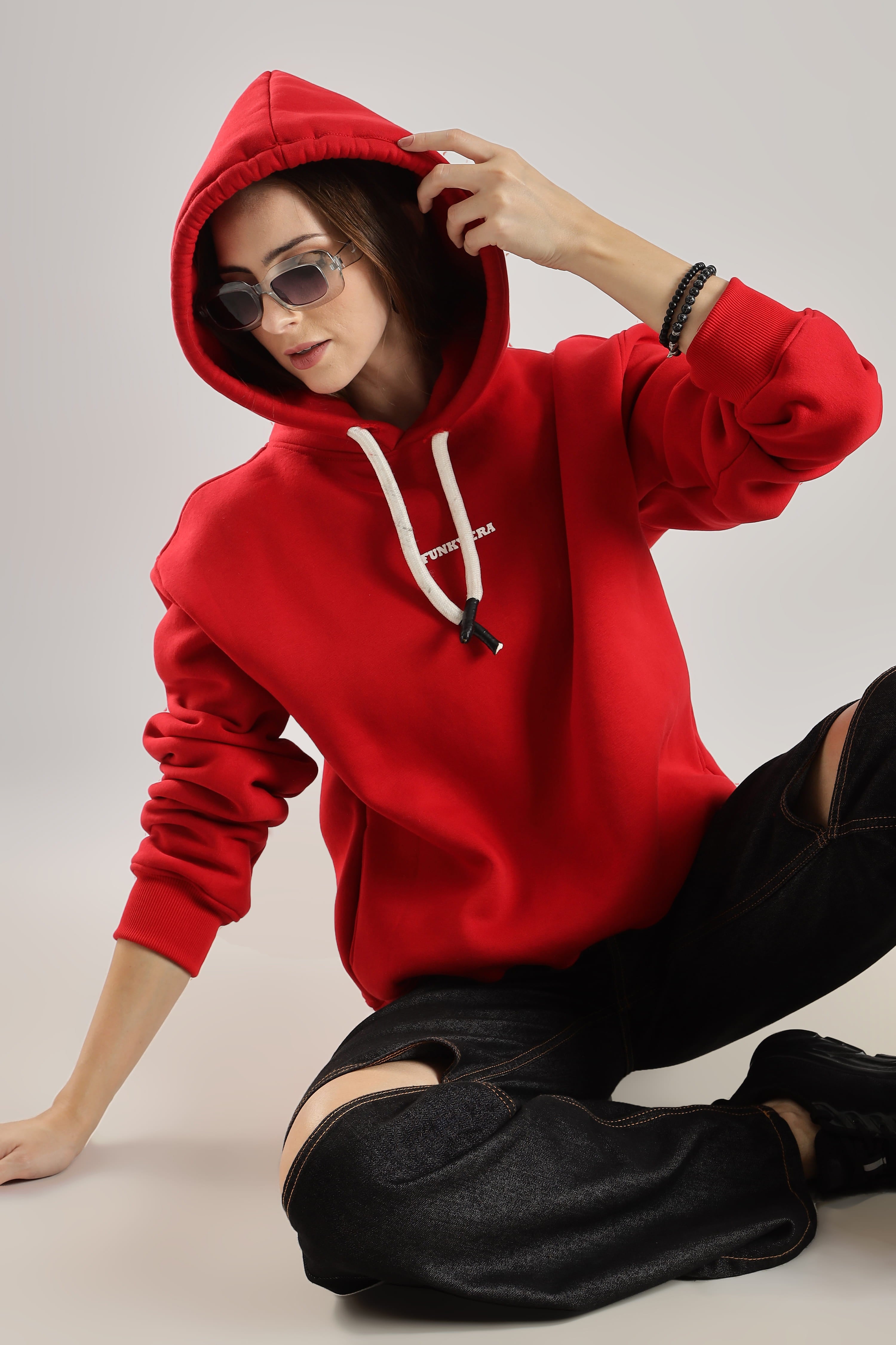 Red signature oversized heavyweight hoodie