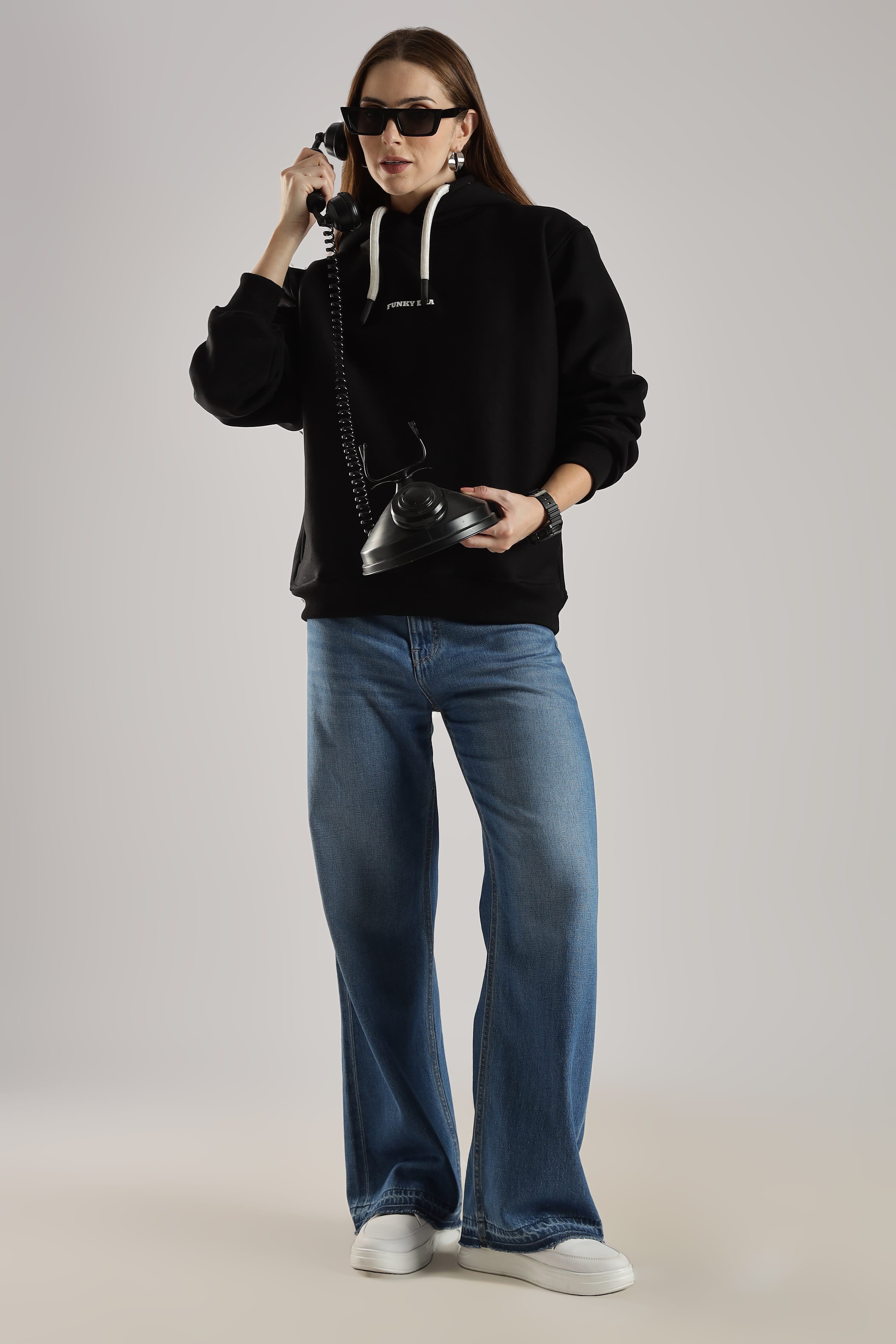 Black signature oversized heavyweight hoodie