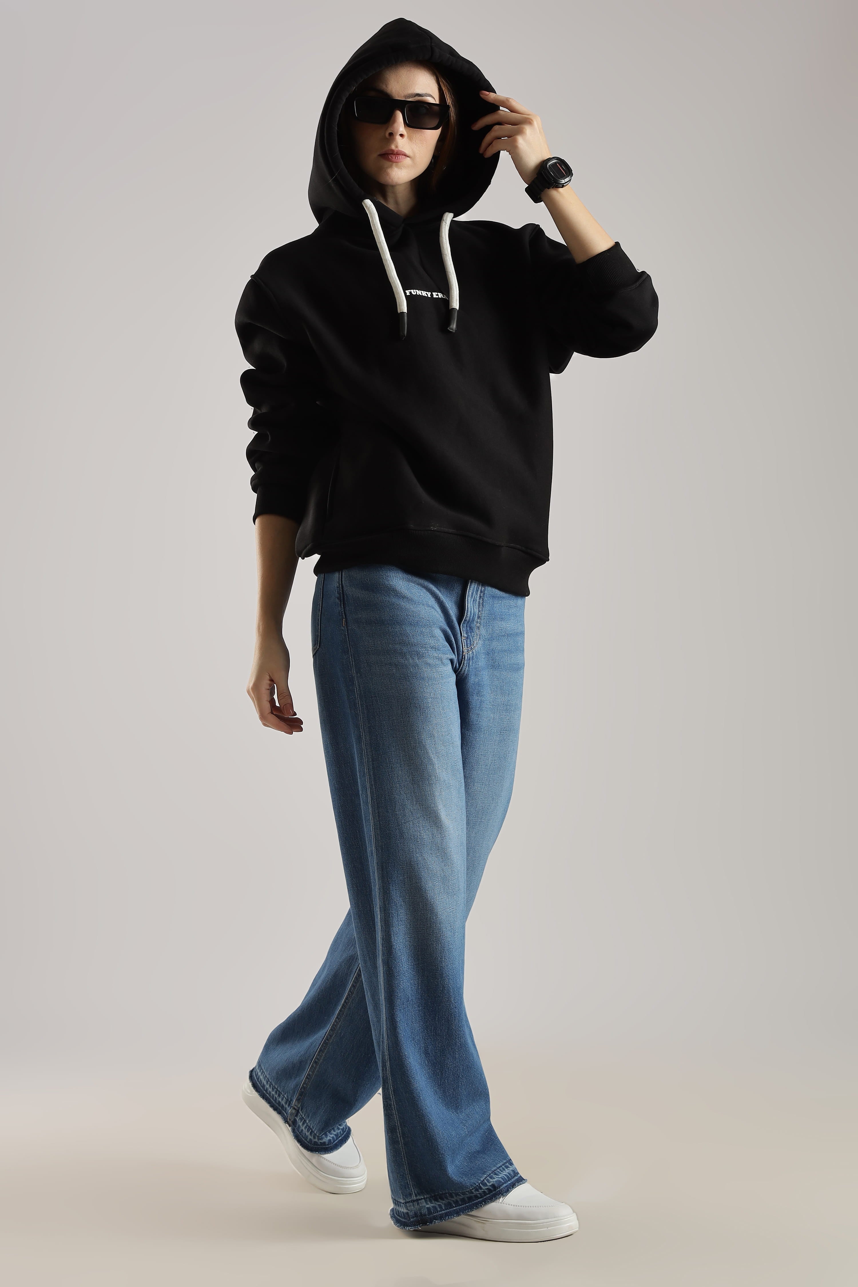 Black signature oversized heavyweight hoodie