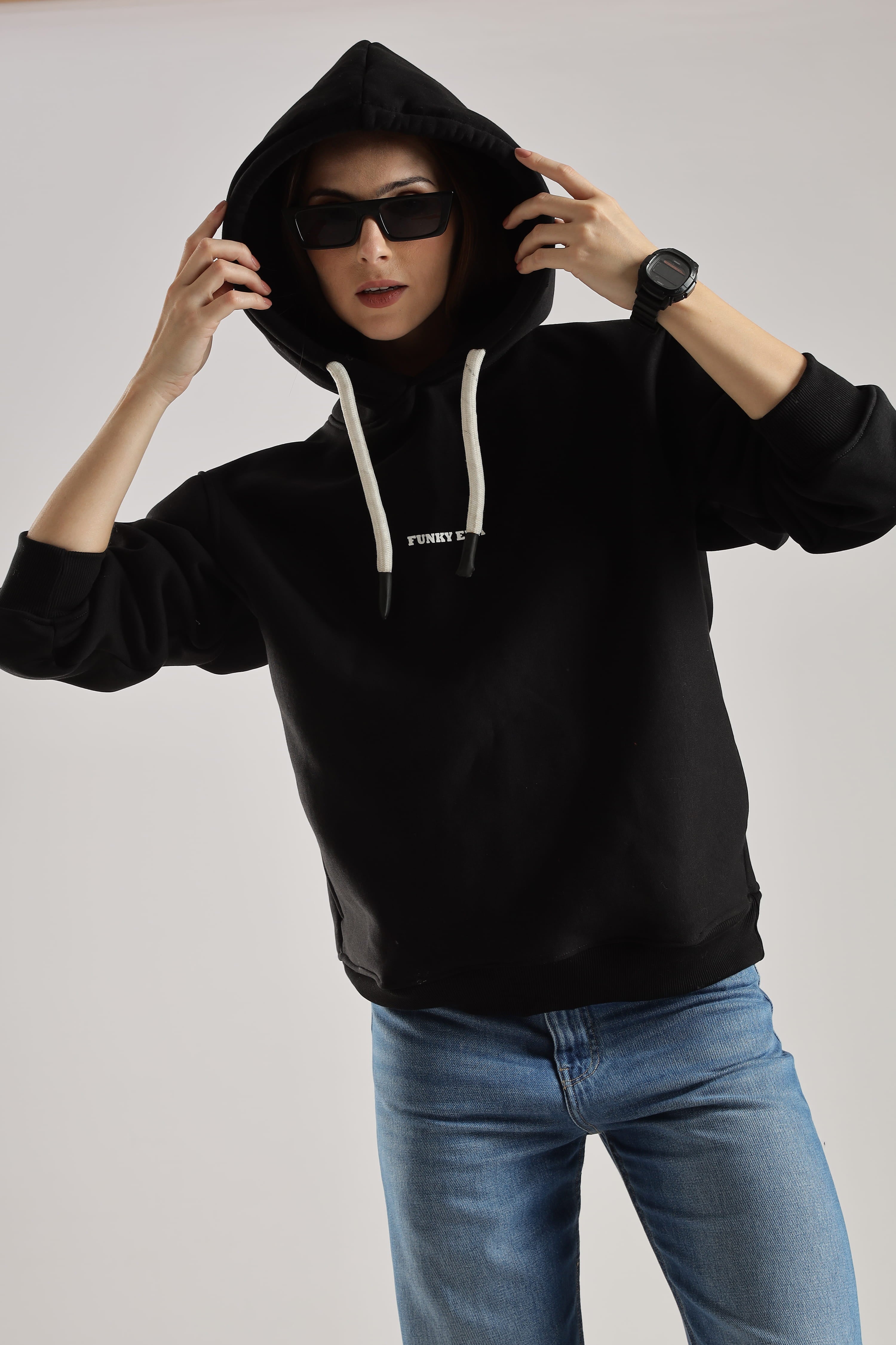 Black signature oversized heavyweight hoodie