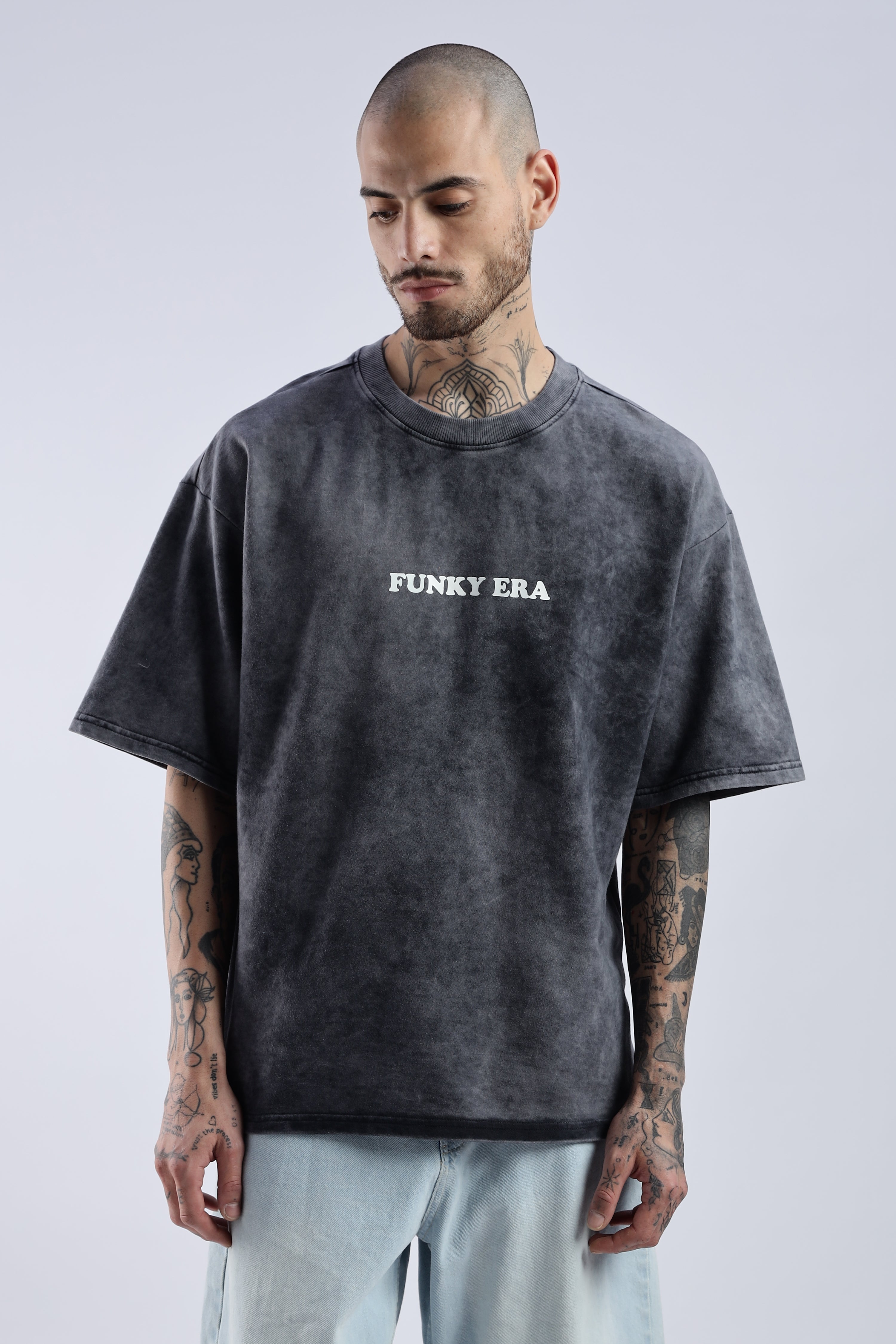 Acid Wash Black Freedom Oversized Tee