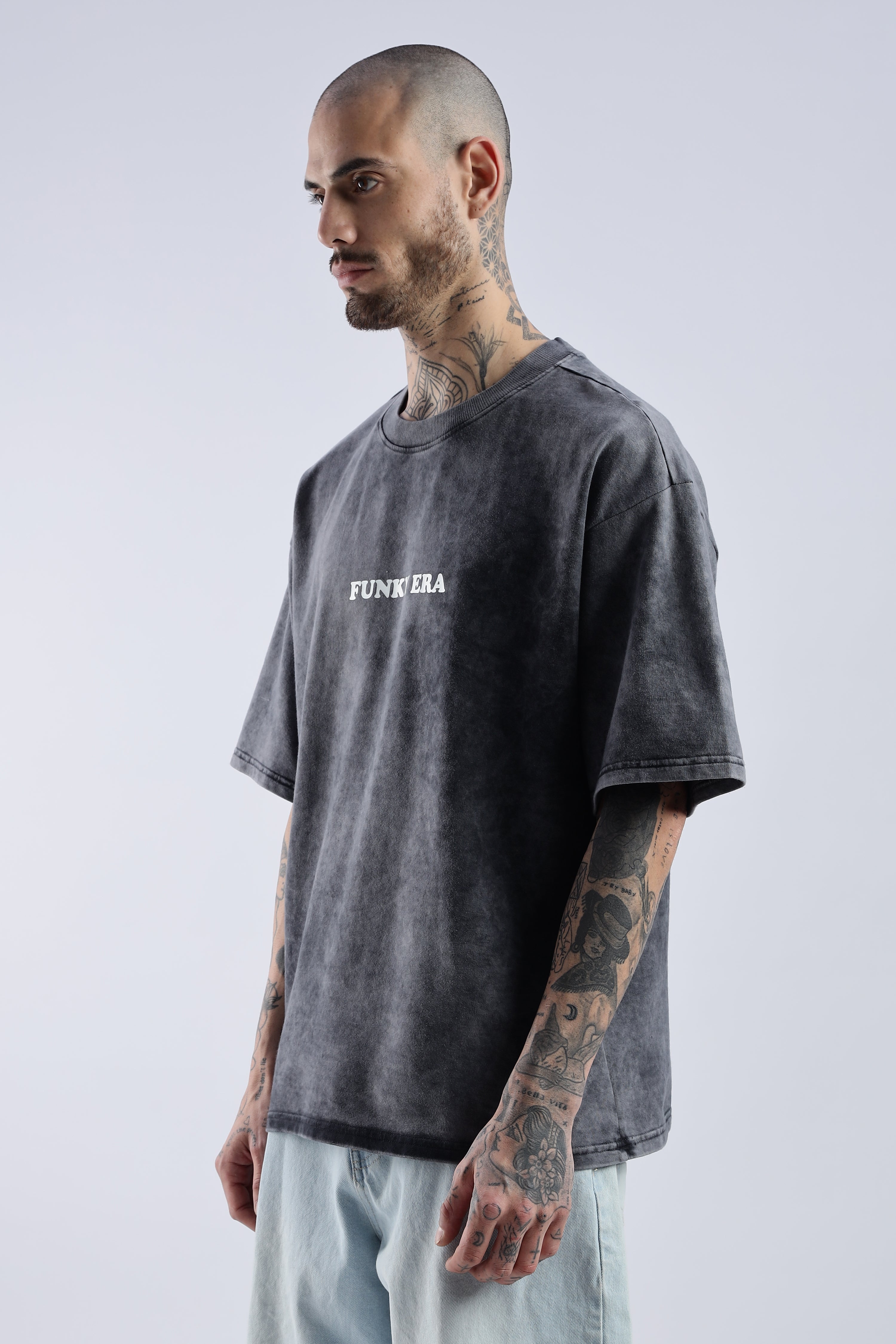 Acid Wash Black Freedom Oversized Tee