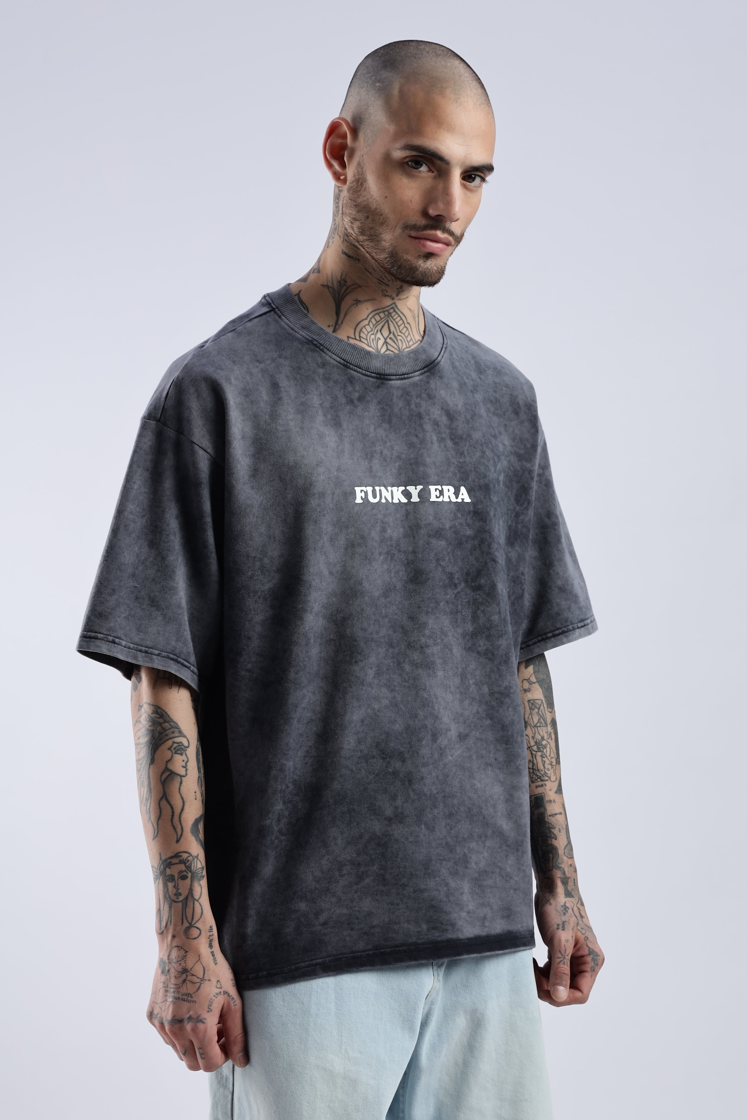 Acid Wash Black Freedom Oversized Tee