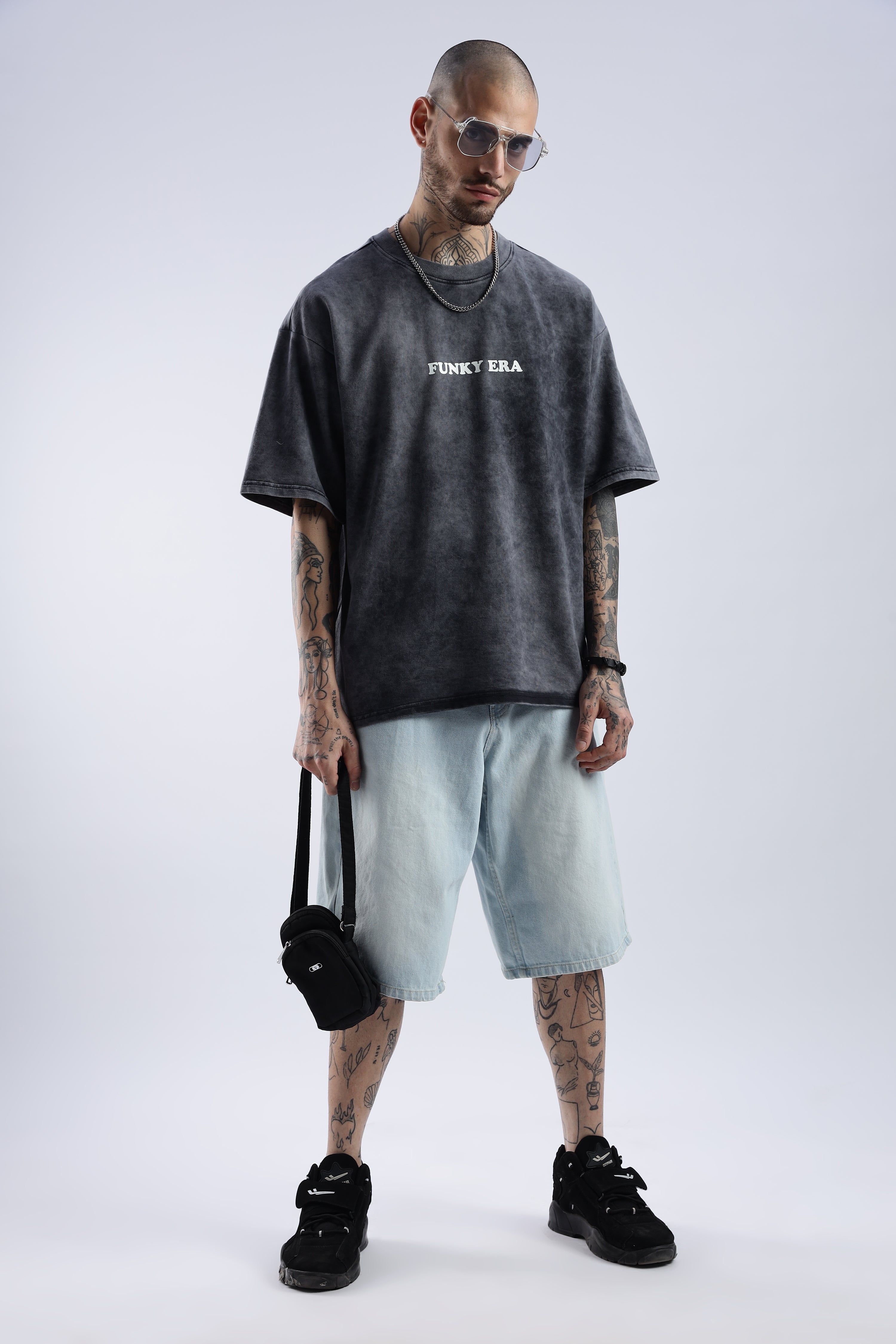 Acid Wash Black Freedom Oversized Tee