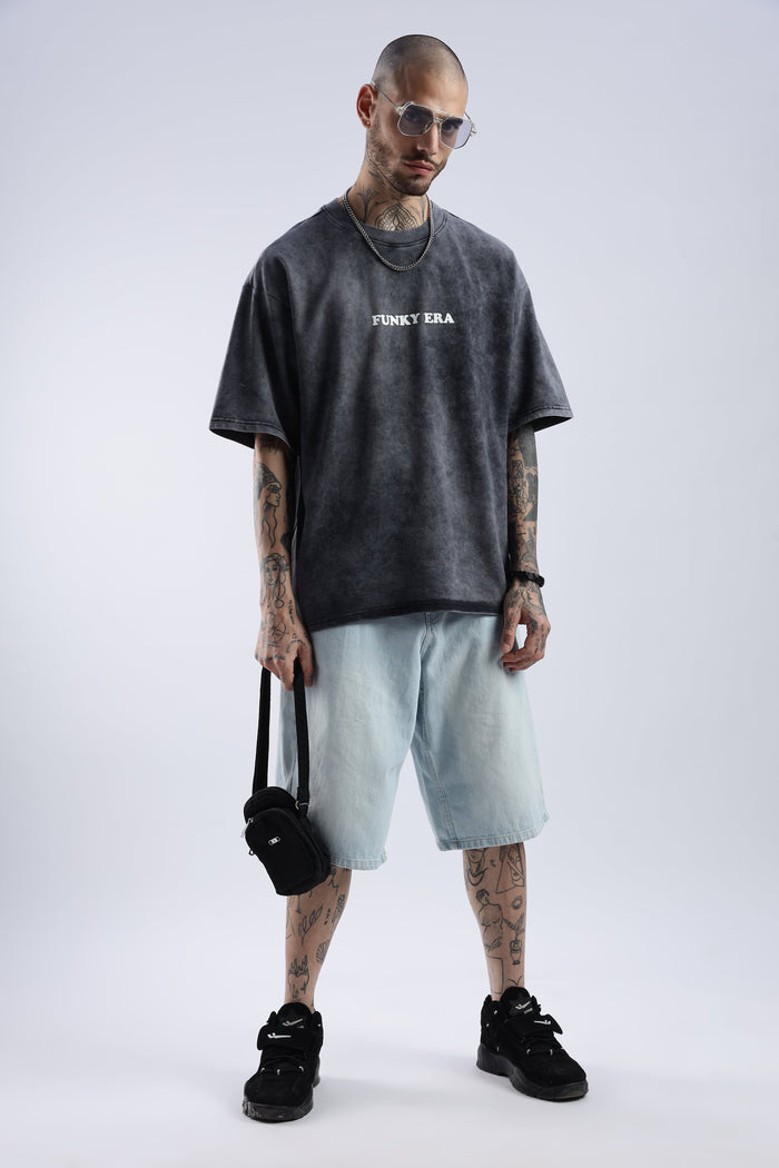 Acid Wash Black Freedom Oversized Tee