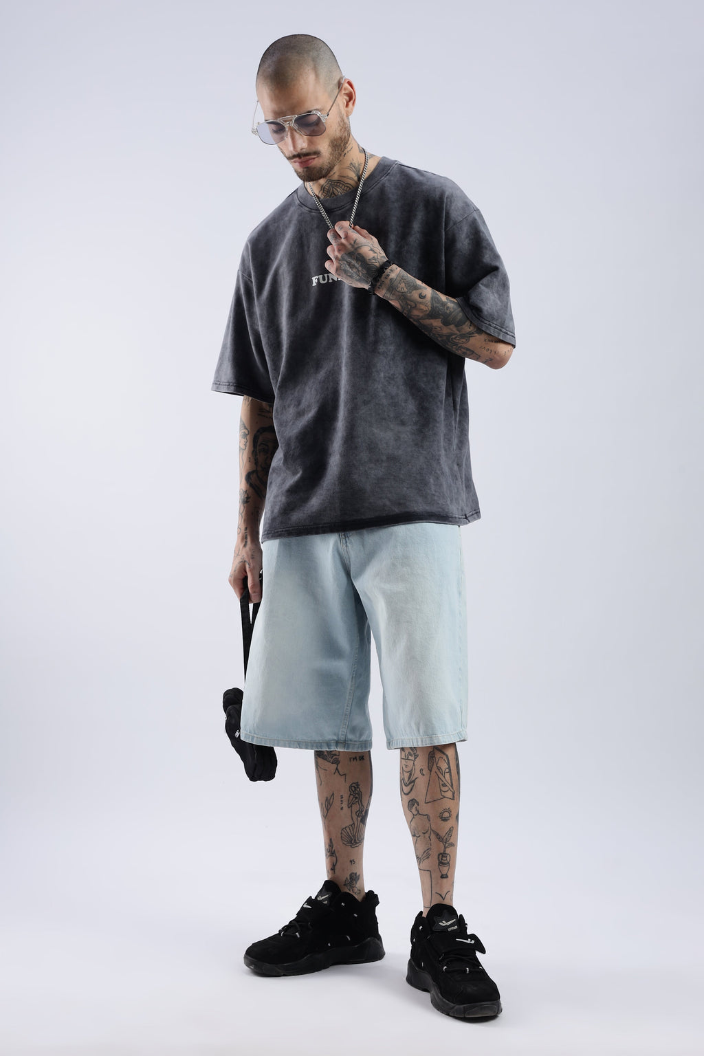 Acid Wash Black Freedom Oversized Tee