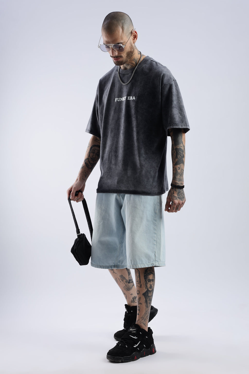Acid Wash Black Freedom Oversized Tee