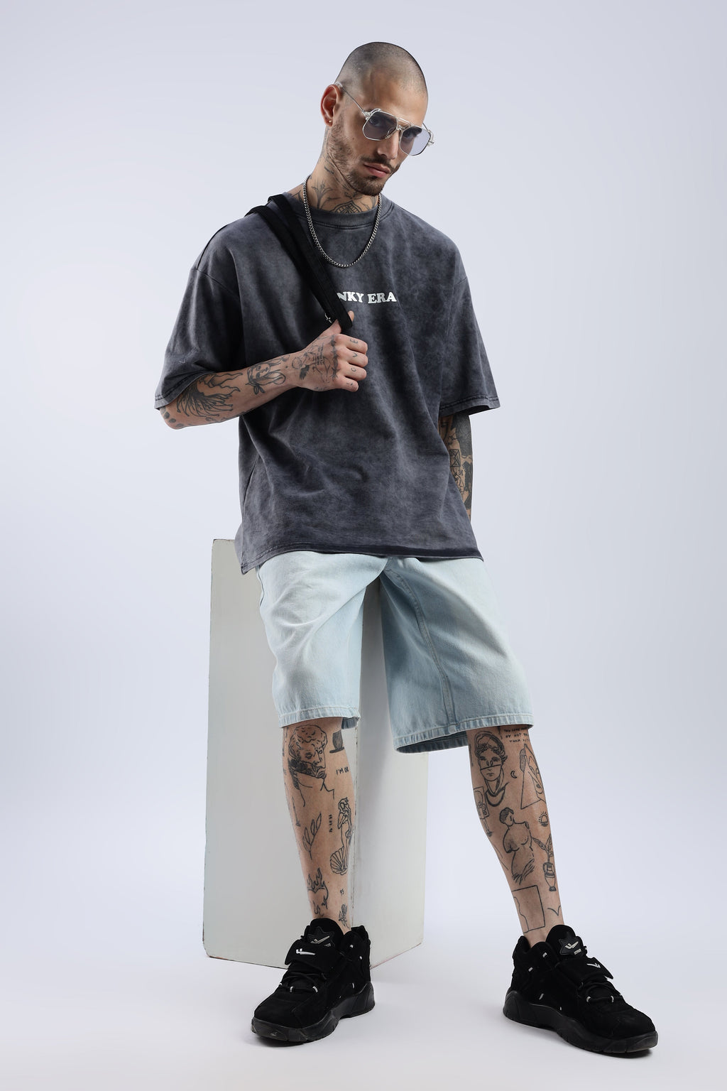 Acid Wash Black Freedom Oversized Tee