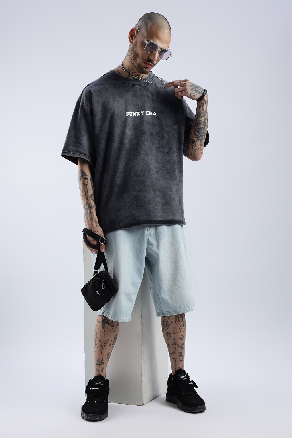 Acid Wash Black Freedom Oversized Tee