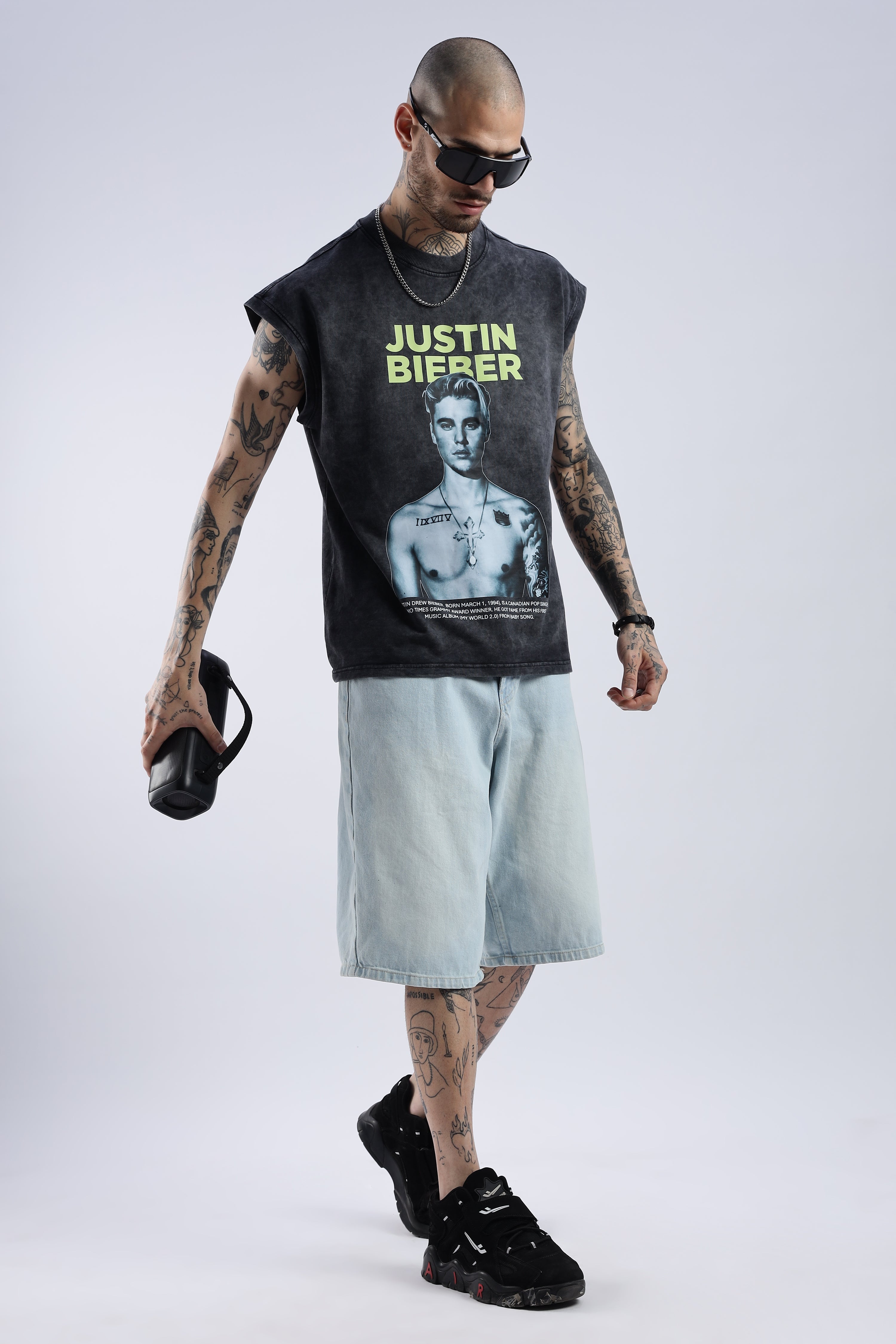 Acid Wash Black Justin Bieber Tank