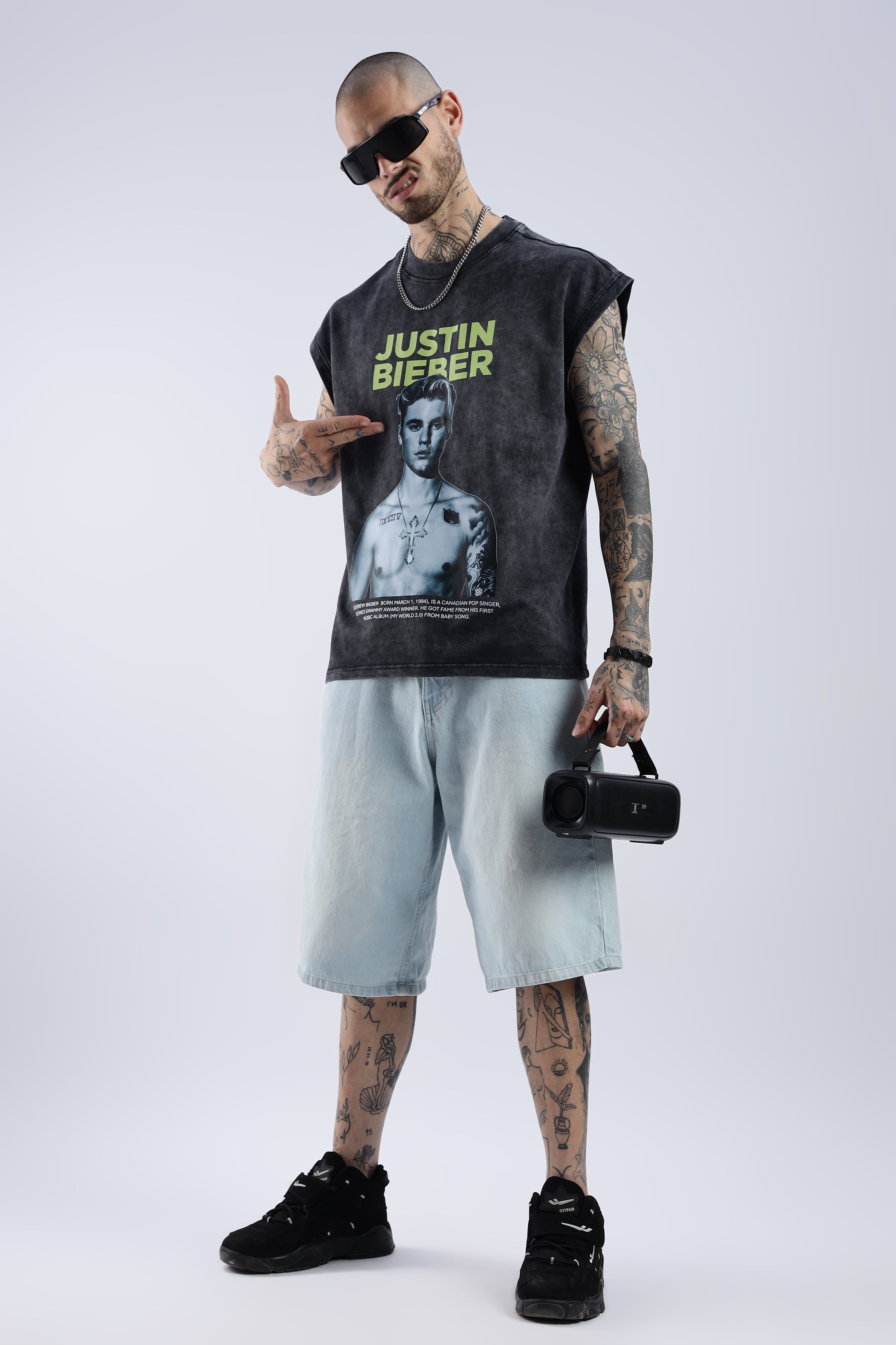Acid Wash Black Justin Bieber Tank
