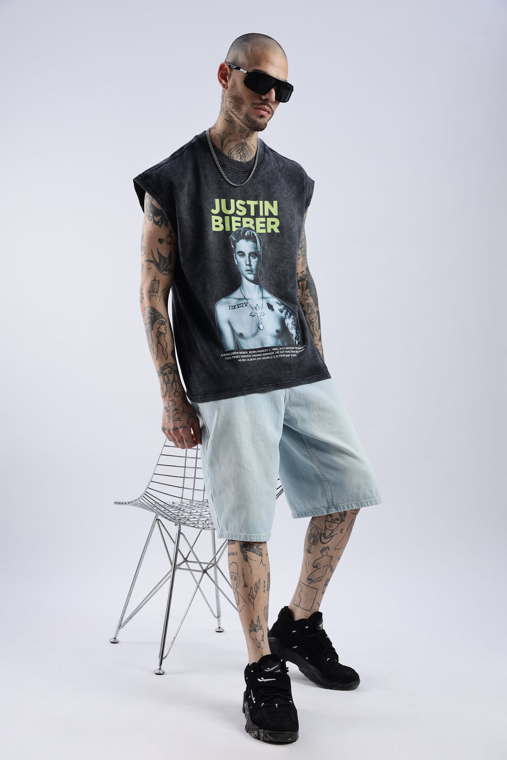 Acid Wash Black Justin Bieber Tank