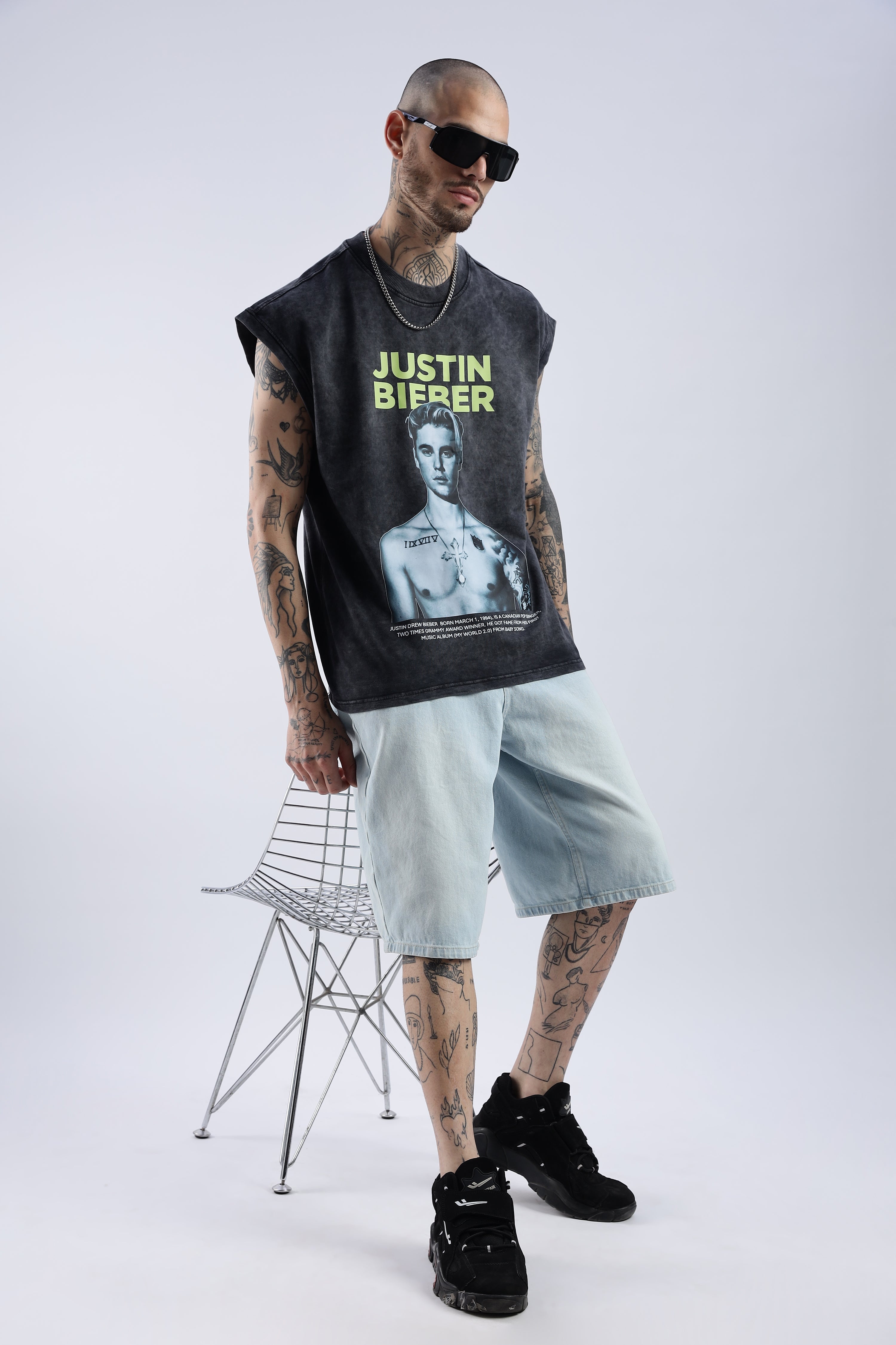 Acid Wash Black Justin Bieber Tank