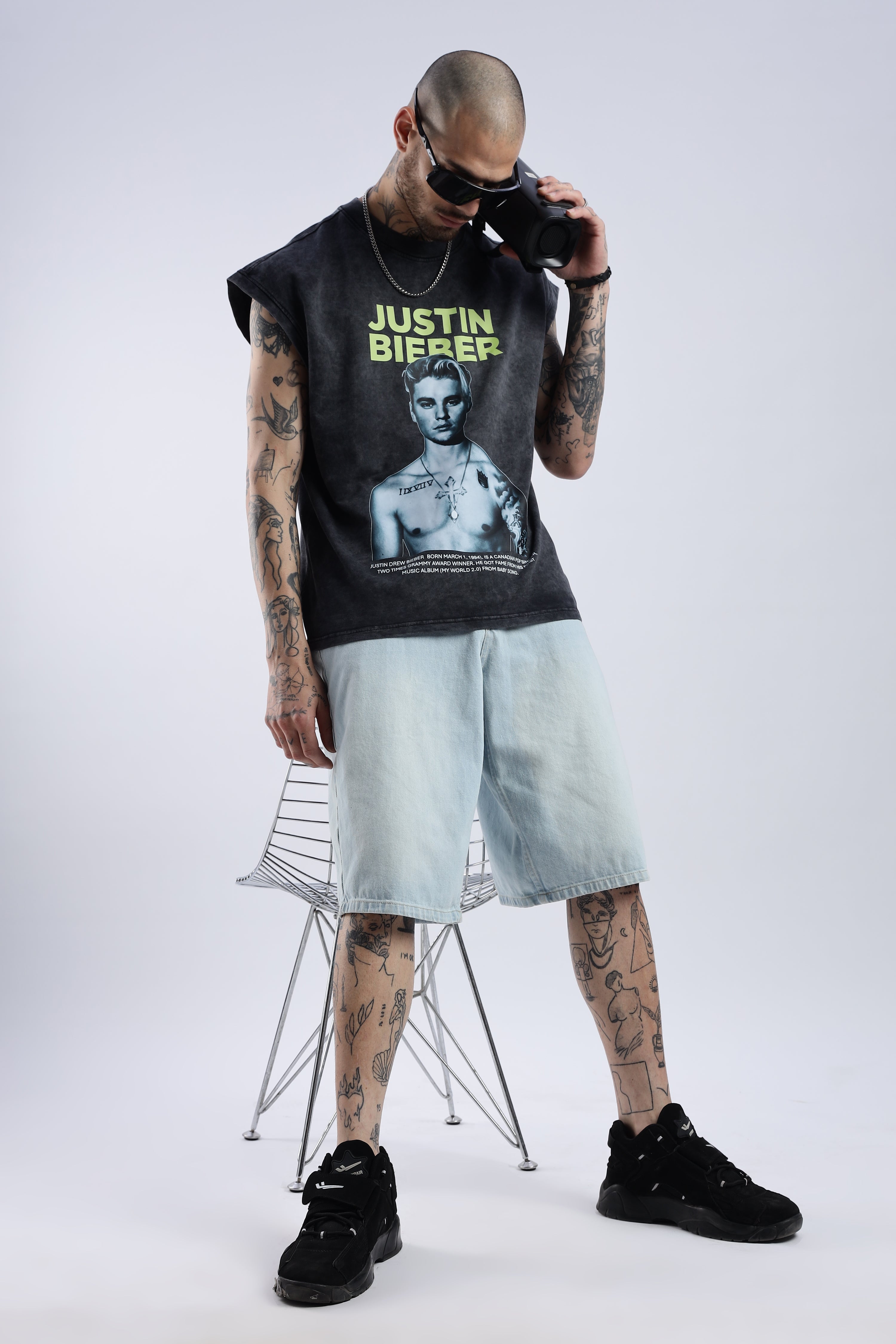 Acid Wash Black Justin Bieber Tank