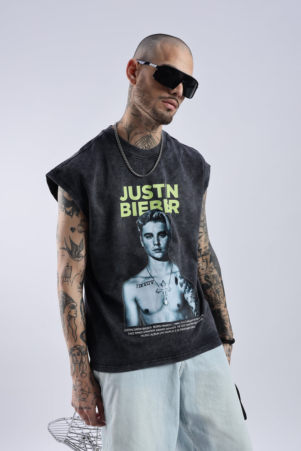 Acid Wash Black Justin Bieber Tank