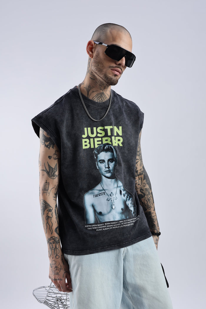 Acid Wash Black Justin Bieber Tank