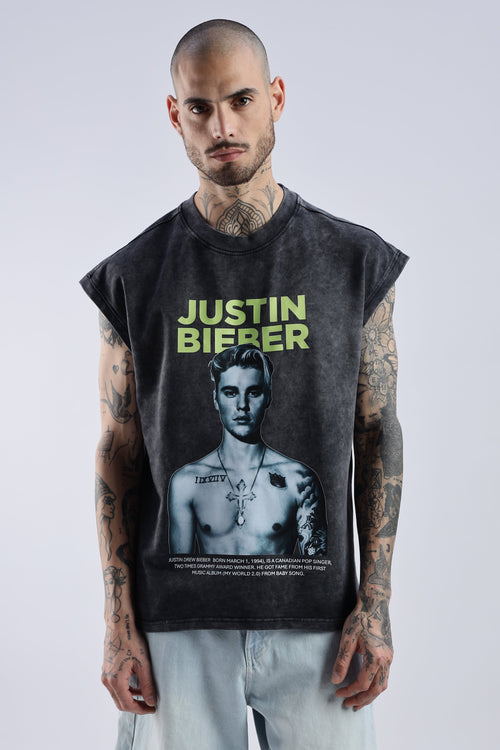 Acid Wash Black Justin Bieber Tank