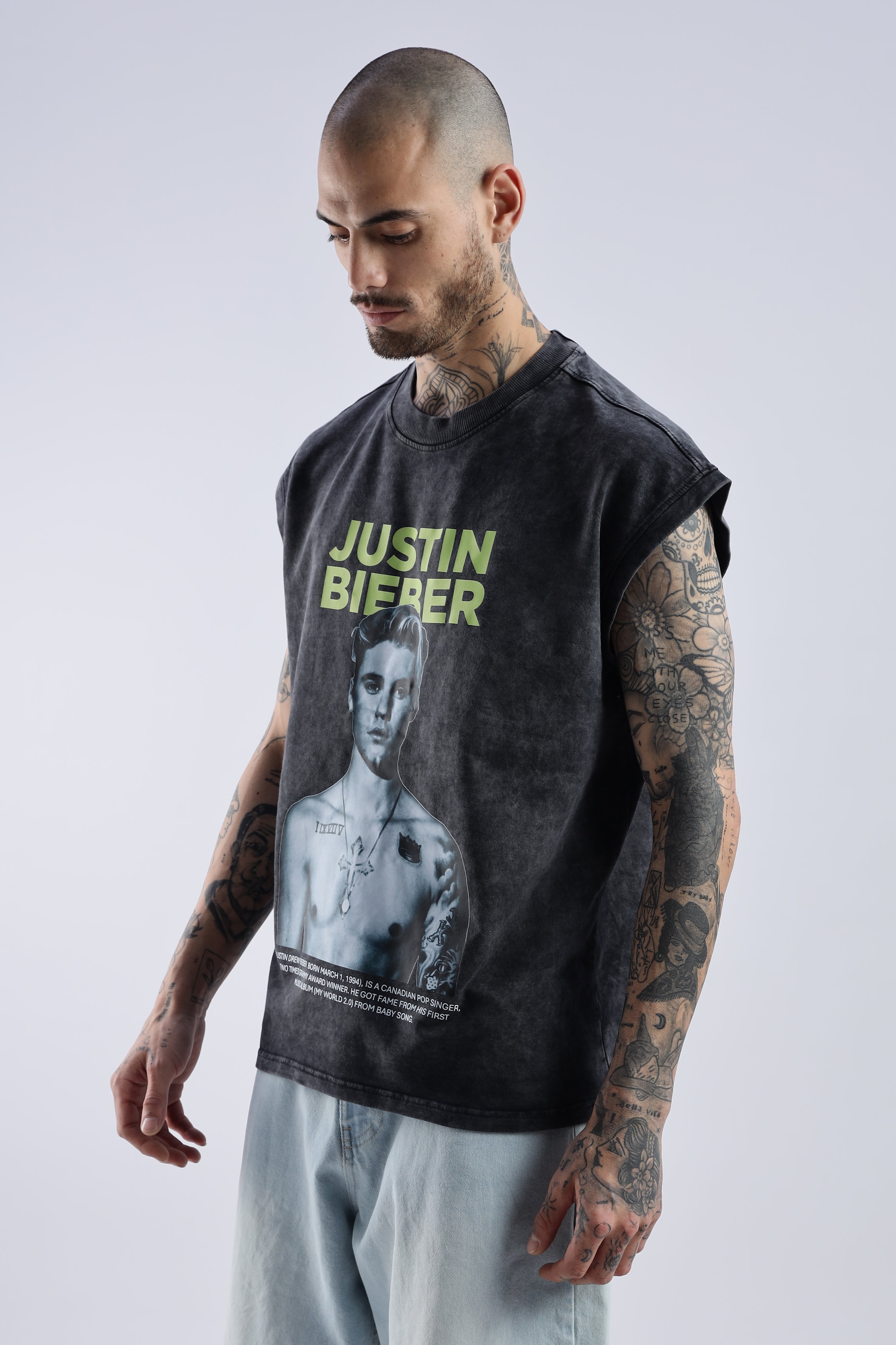 Acid Wash Black Justin Bieber Tank