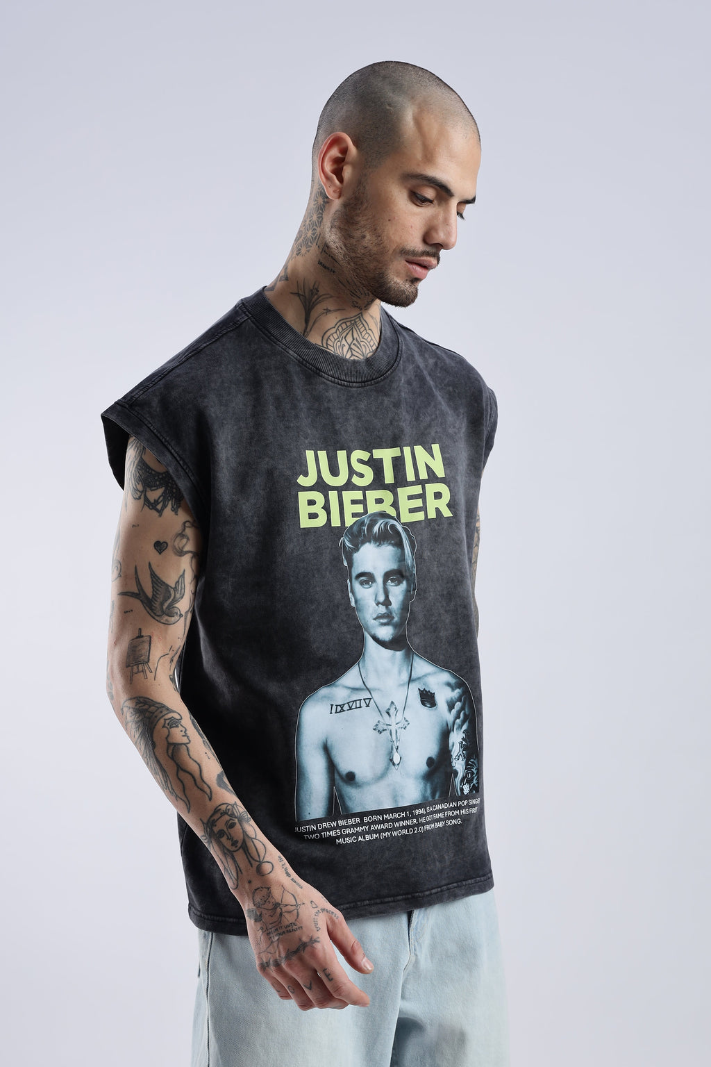 Acid Wash Black Justin Bieber Tank