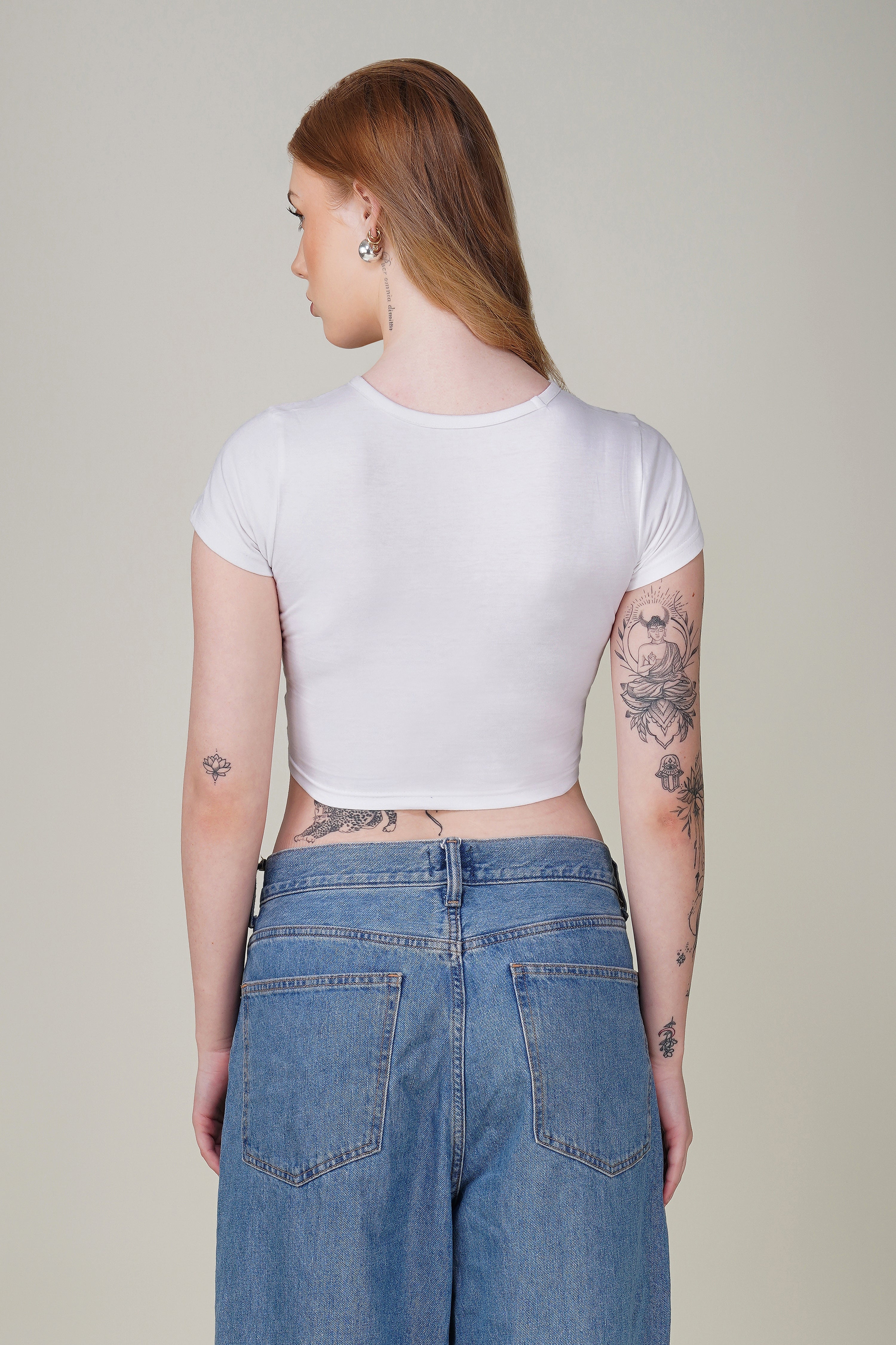 White Puffed Signature Baby Tee